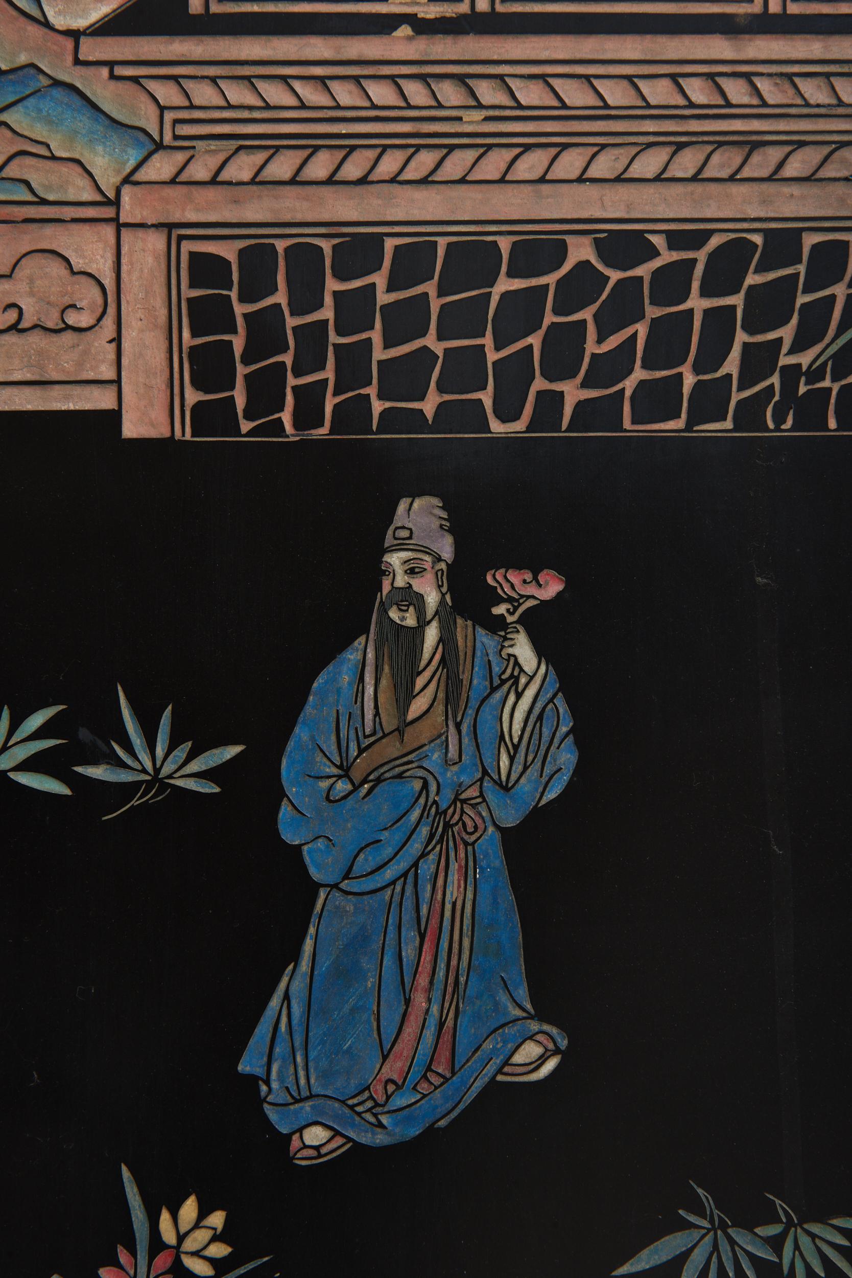 Mid-20th Century Lacquer 8 Leaf Screen 12
