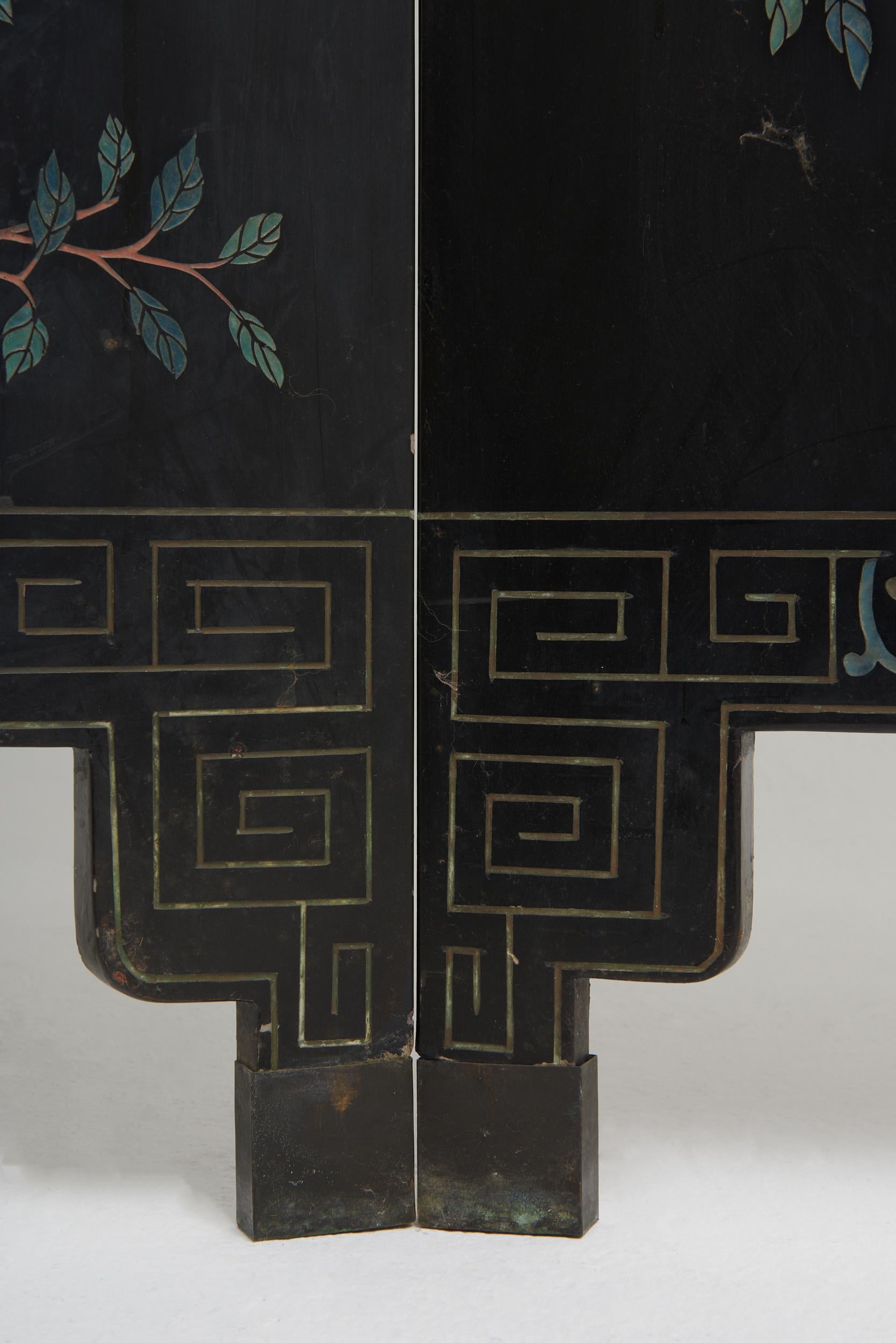 Mid-20th Century Lacquer 8 Leaf Screen 13