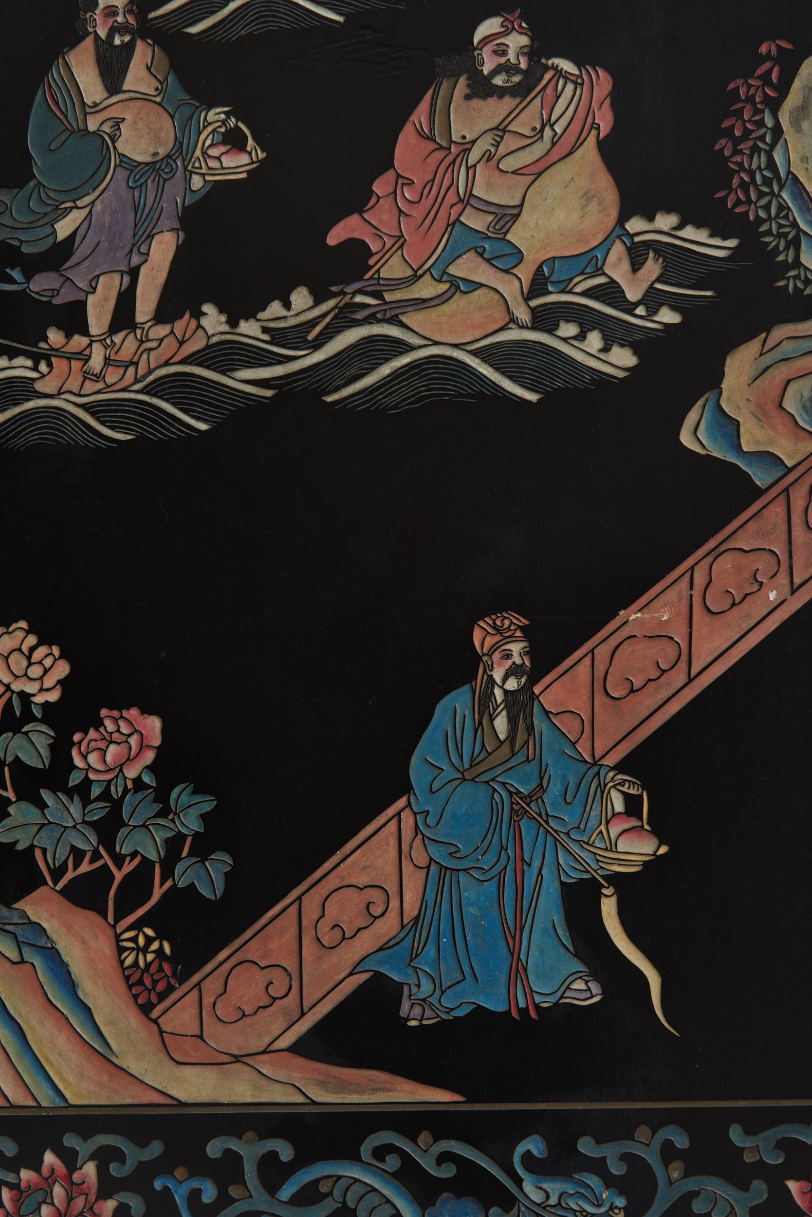 Mid-20th Century Lacquer 8 Leaf Screen 14