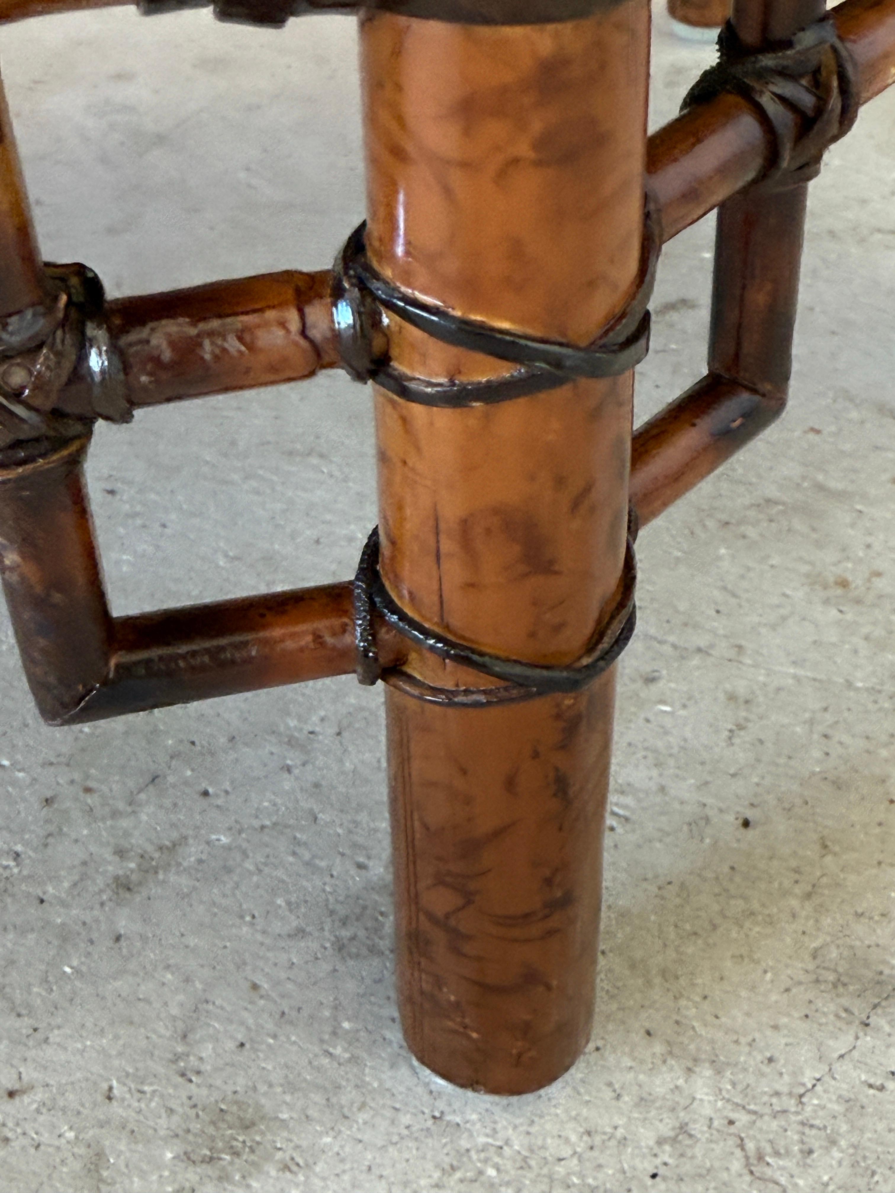 Mid-20th Century Lacquered Green Chinoiserie Console With Refinished Rattan Fret 7