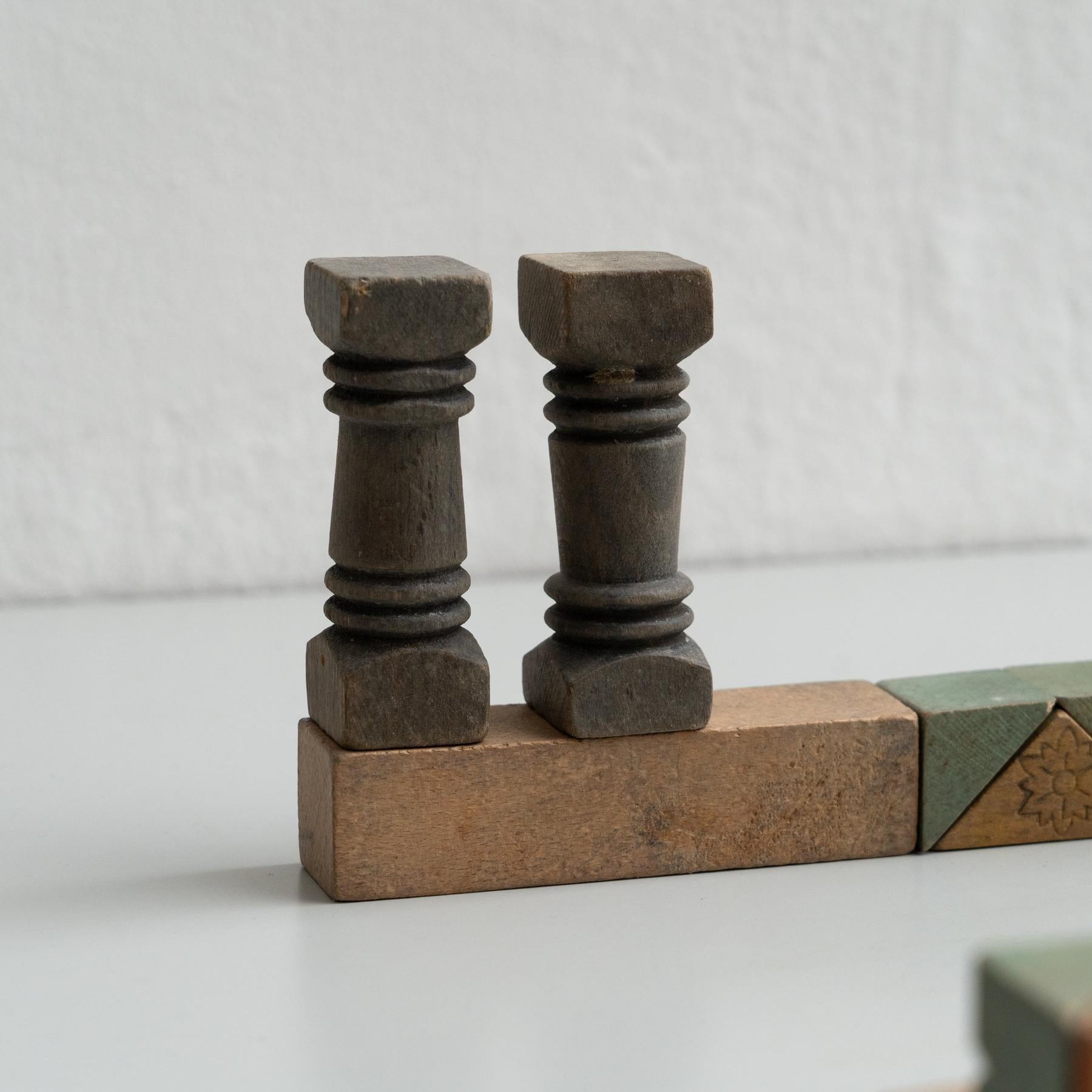Mid-20th Century Lacquered Wooden Architectural Construction Set, Spain For Sale 6