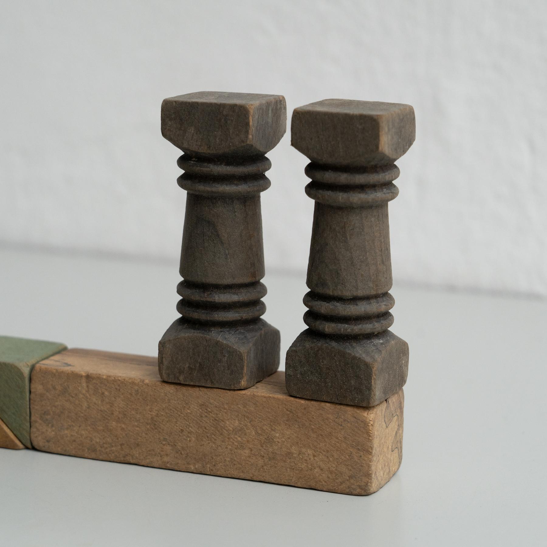 Mid-20th Century Lacquered Wooden Architectural Construction Set, Spain For Sale 7