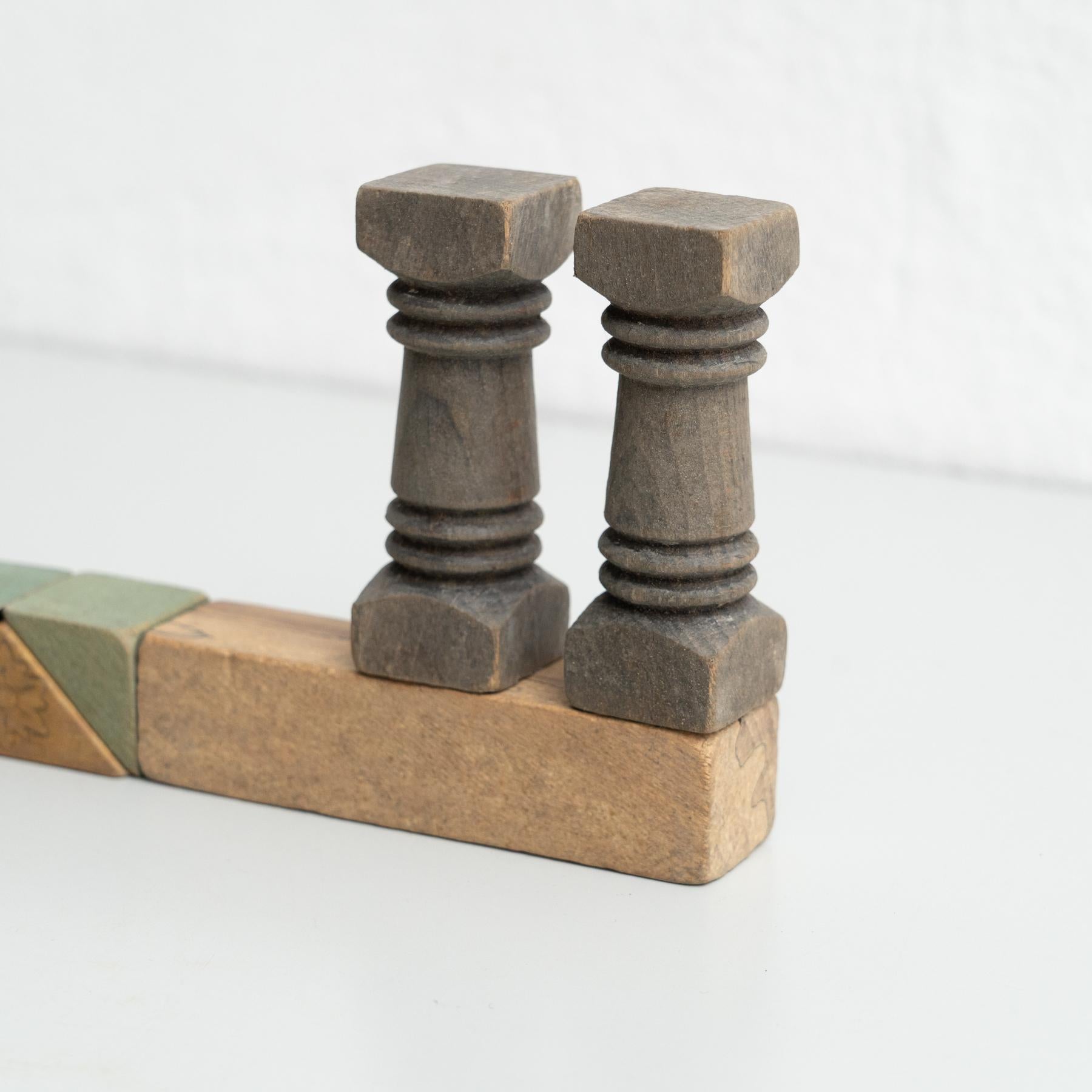 Mid-20th Century Lacquered Wooden Architectural Construction Set, Spain For Sale 8