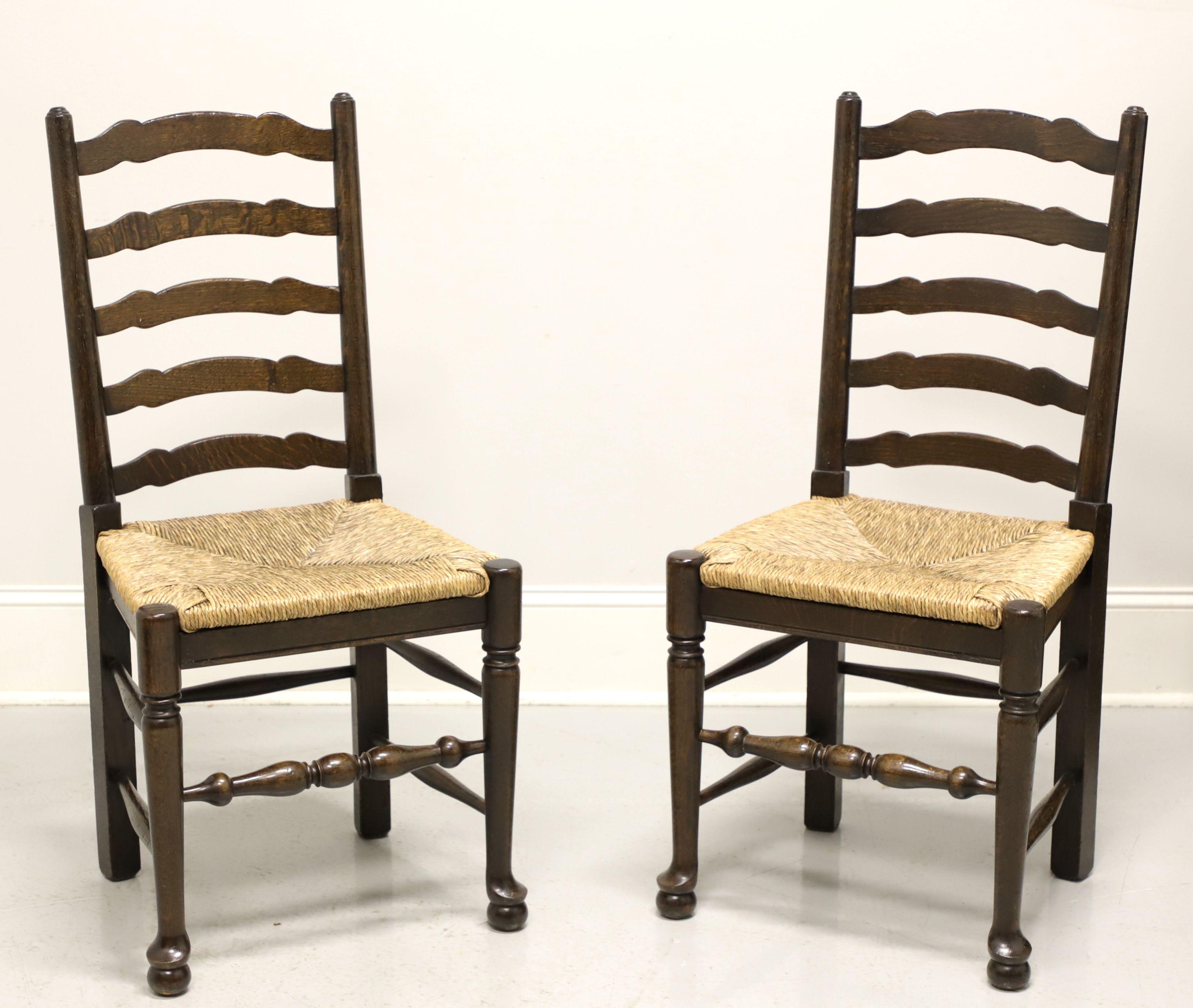 Mid 20th Century Ladder Back Side Chairs with Rush Seats - Pair A 5