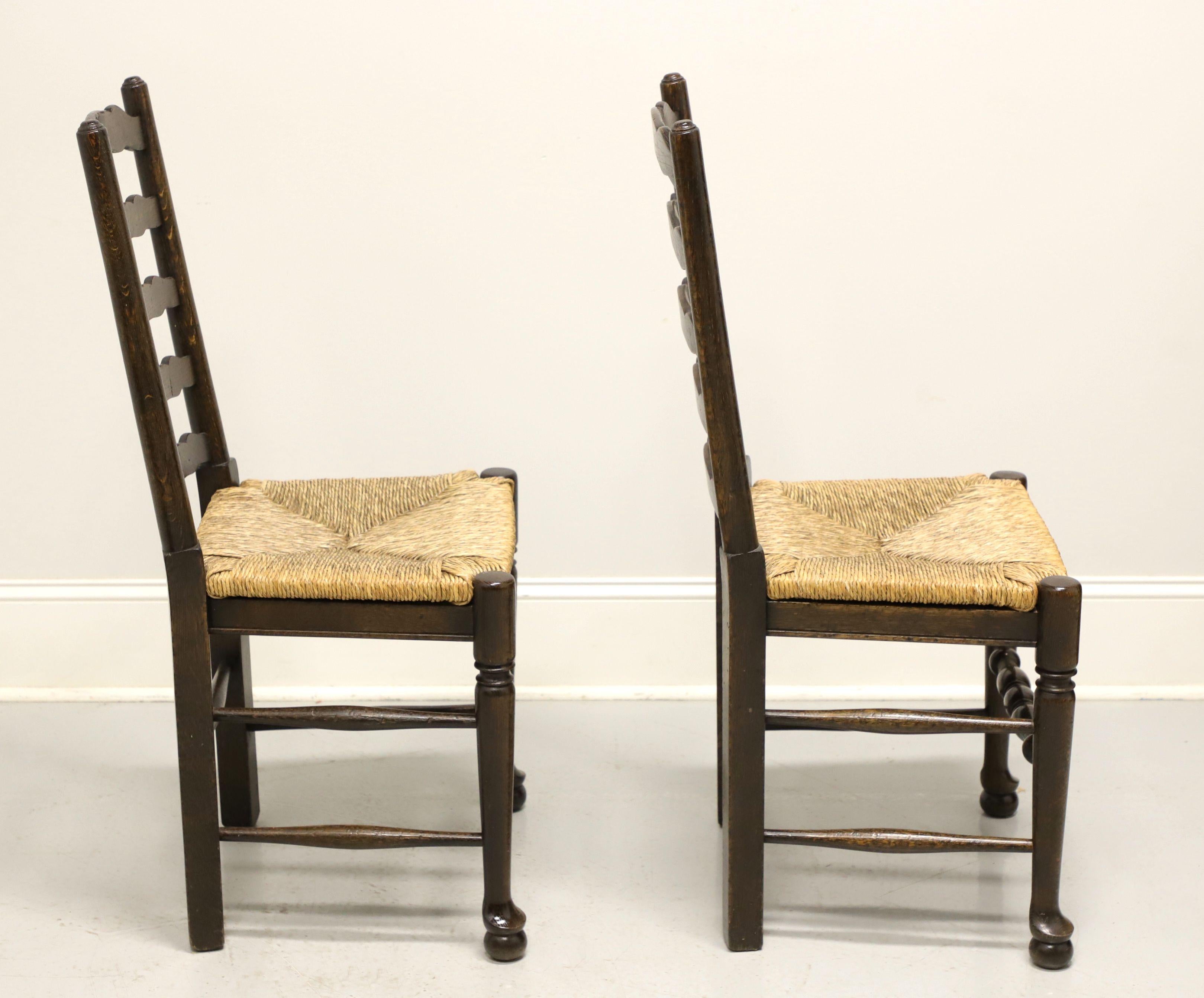 American Mid 20th Century Ladder Back Side Chairs with Rush Seats - Pair A