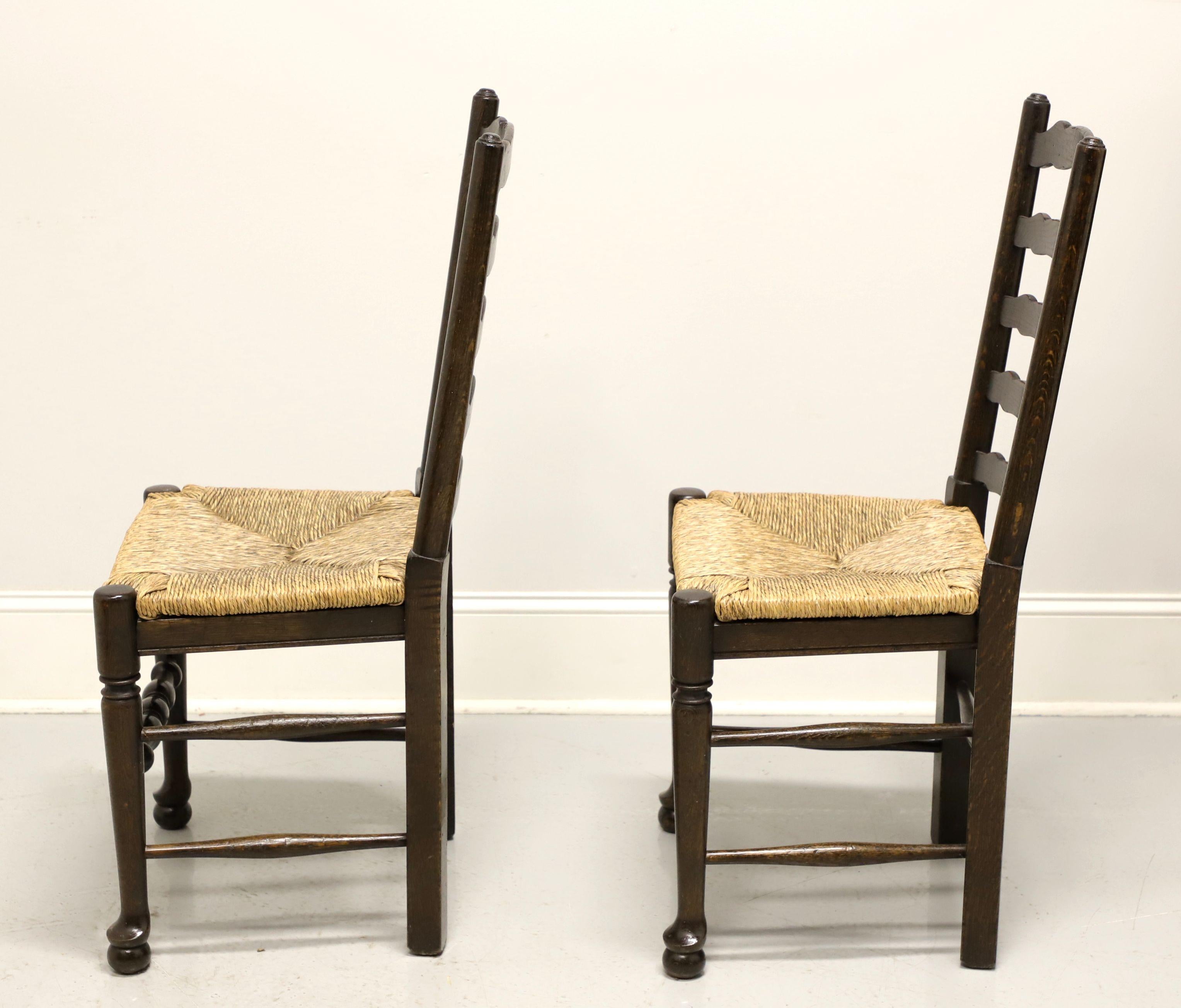 Mid 20th Century Ladder Back Side Chairs with Rush Seats - Pair A 1
