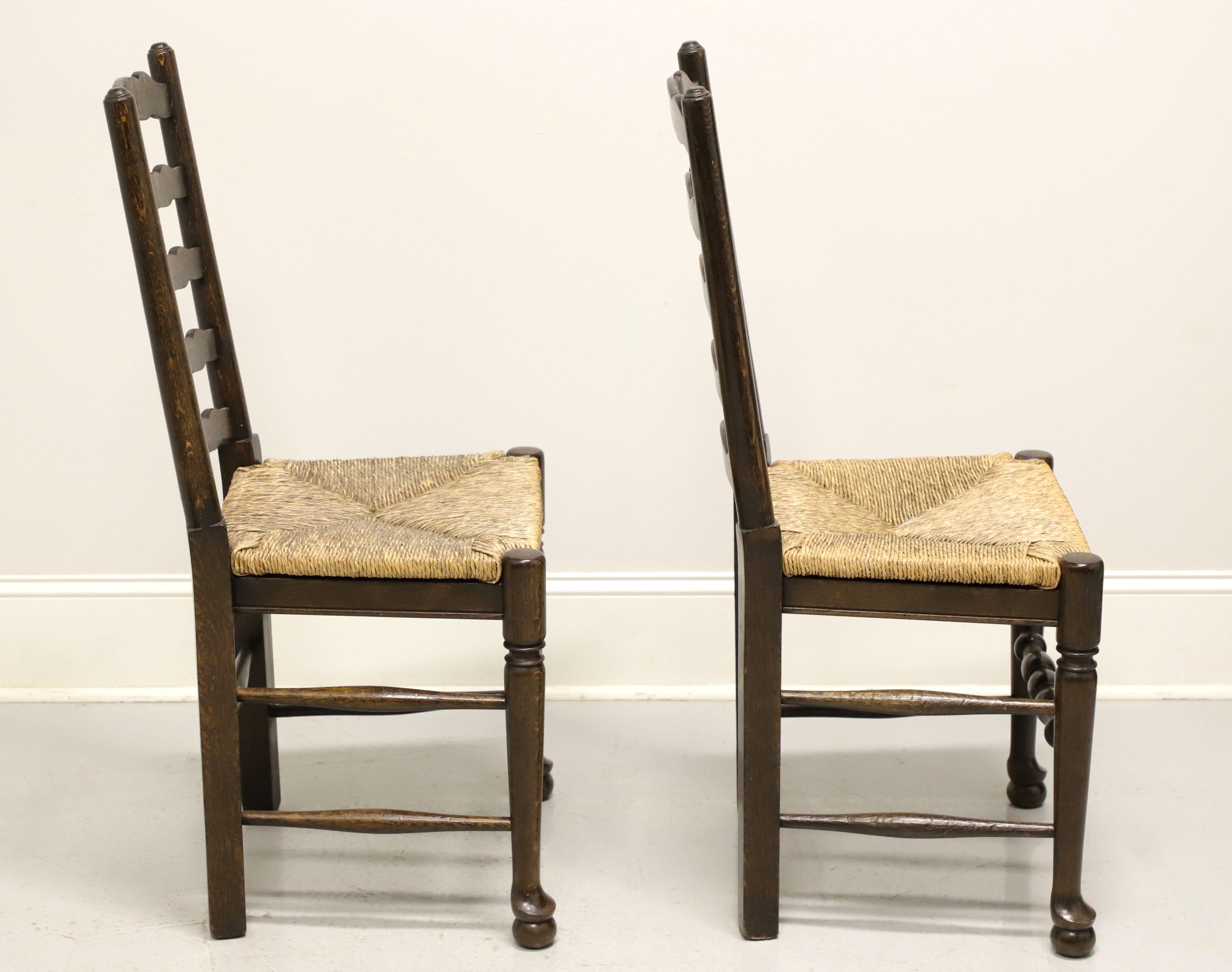 American Mid 20th Century Ladder Back Side Chairs with Rush Seats - Pair B