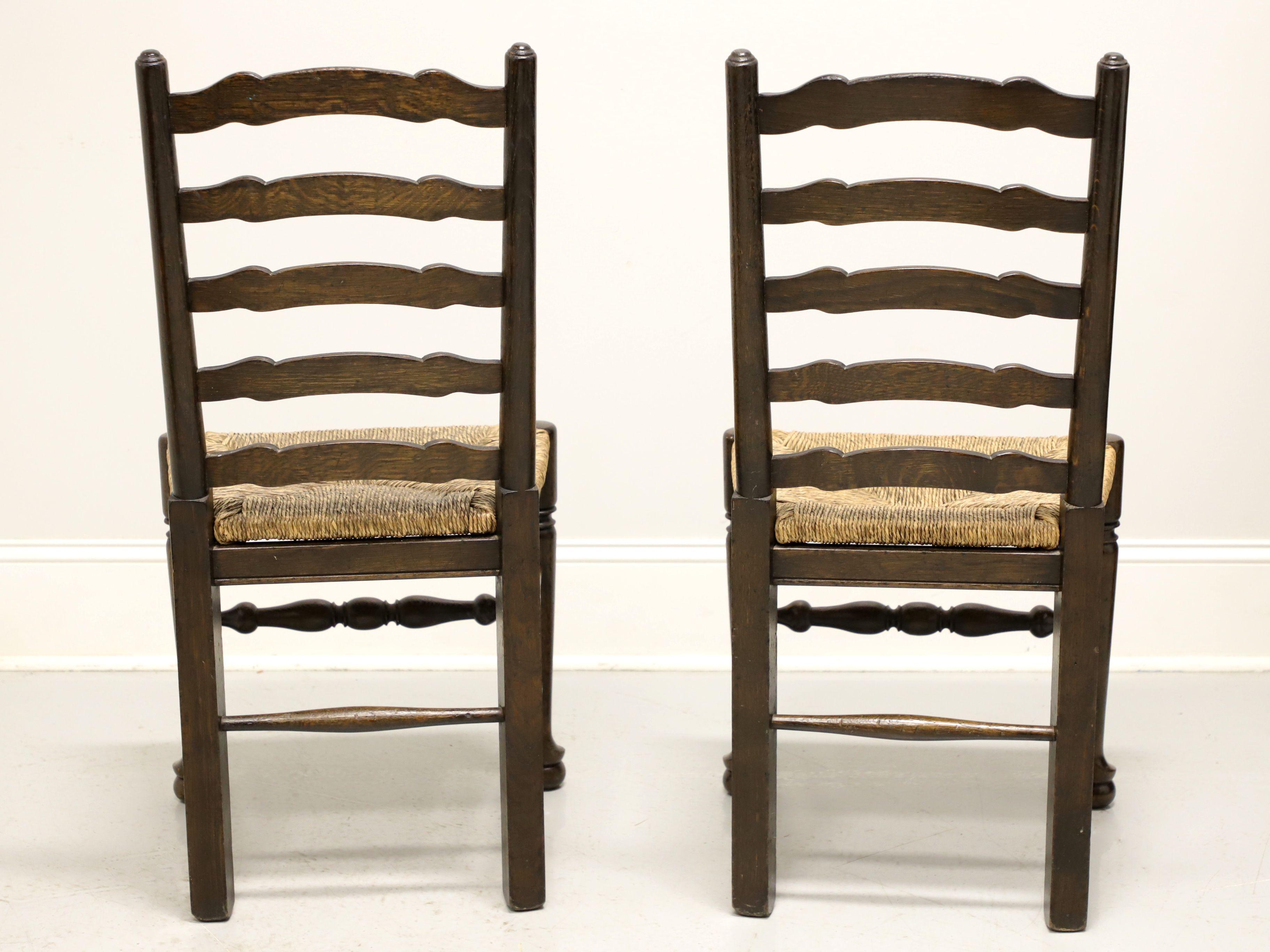 Mid 20th Century Ladder Back Side Chairs with Rush Seats - Pair B In Good Condition In Charlotte, NC