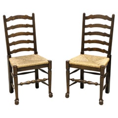 Mid 20th Century Ladder Back Side Chairs with Rush Seats - Pair B