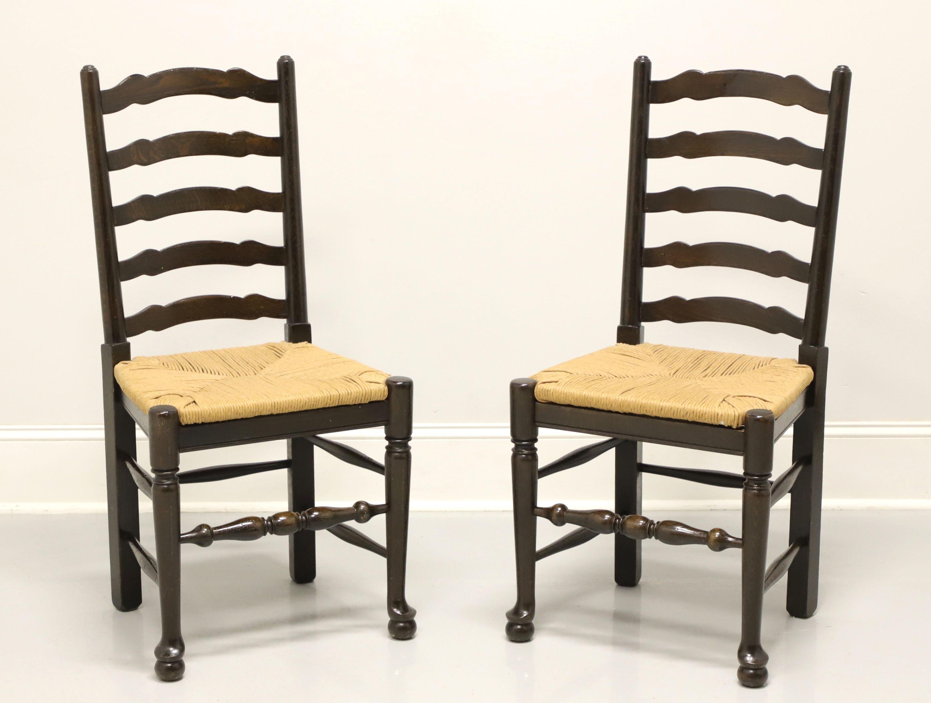 Mid 20th Century Ladder Back Side Chairs with Rush Seats - Pair C 3