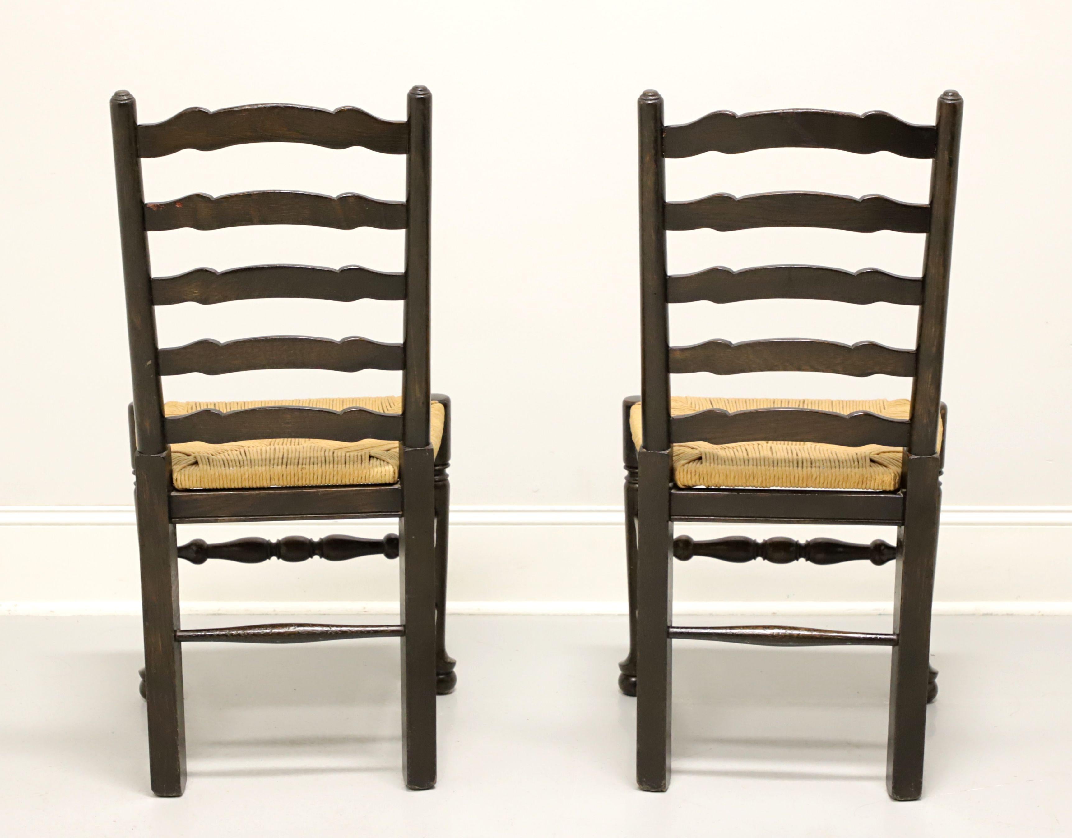 Rustic Mid 20th Century Ladder Back Side Chairs with Rush Seats - Pair C