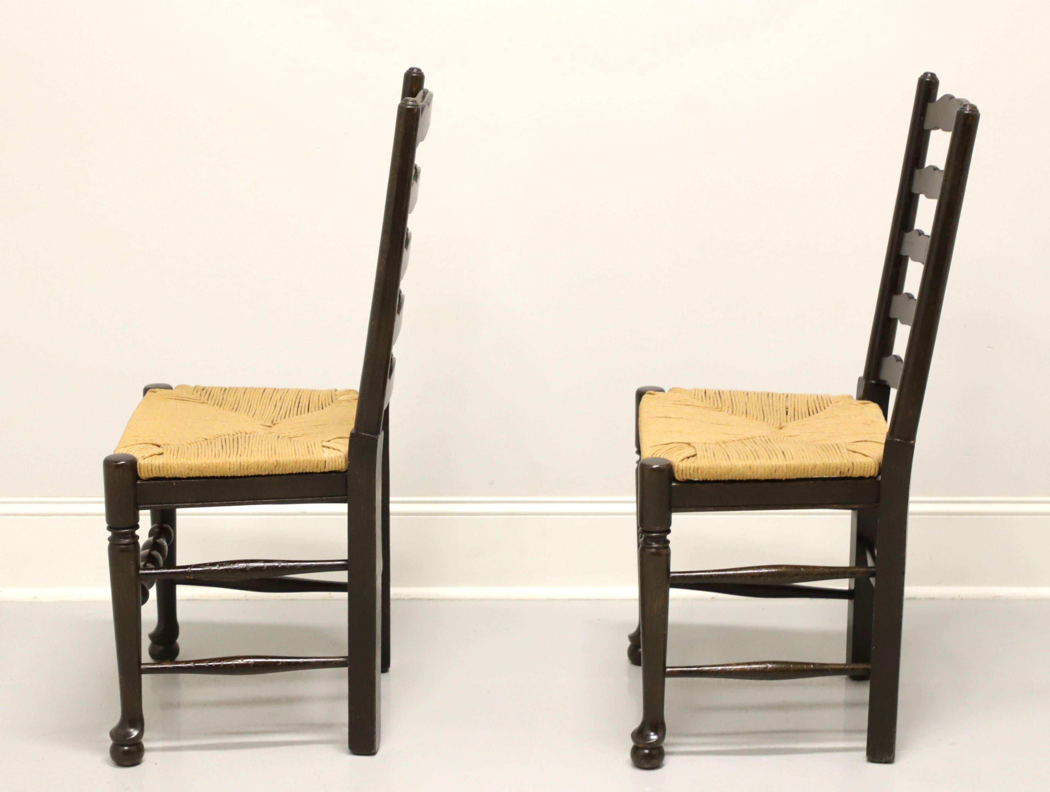 American Mid 20th Century Ladder Back Side Chairs with Rush Seats - Pair C