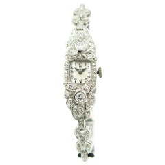 Mid 20th Century Ladies Hamilton Diamond Platinum Dress Wrist Watch