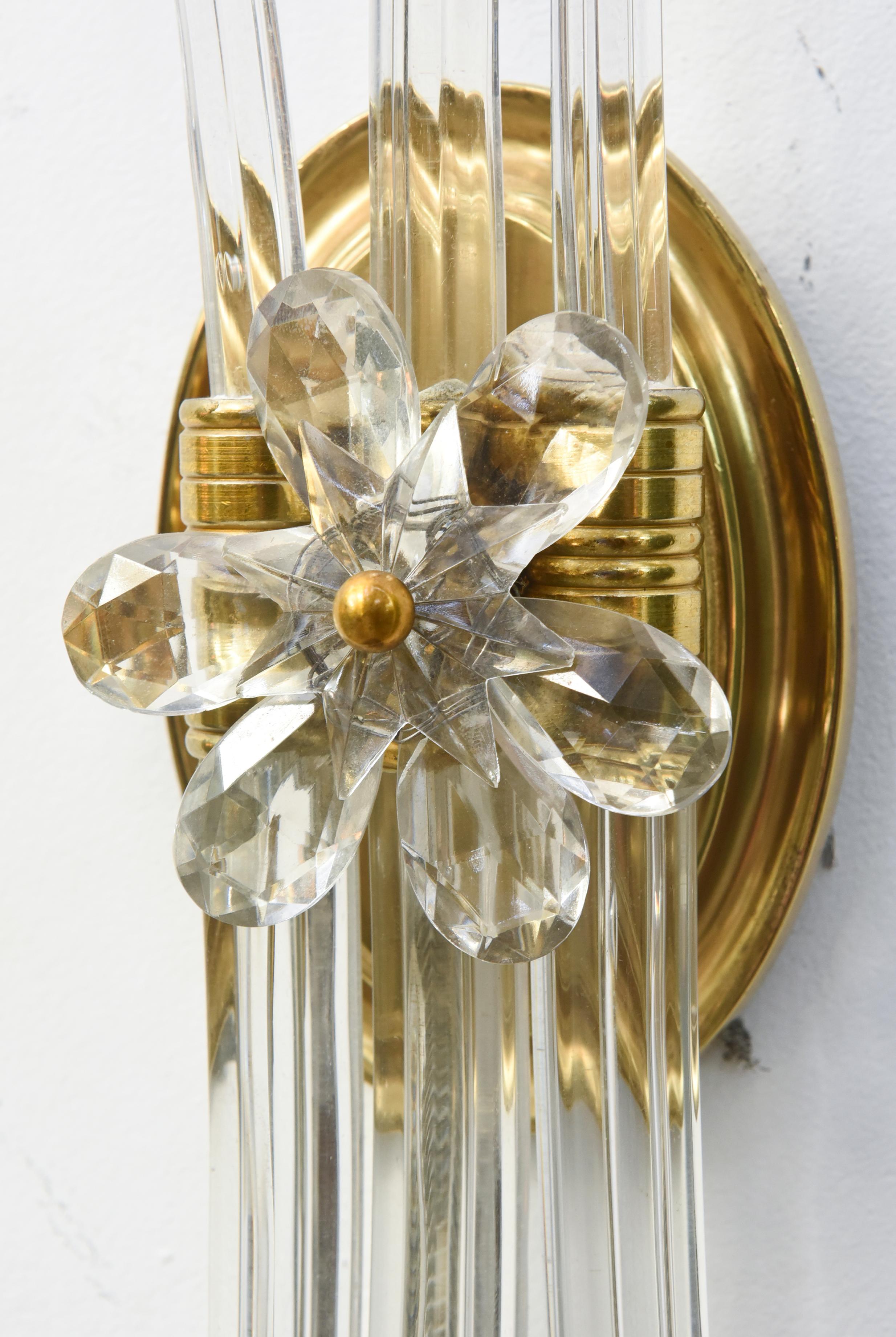 Mid-20th Century Lafount Style Crystal Sconces, a Pair For Sale 2