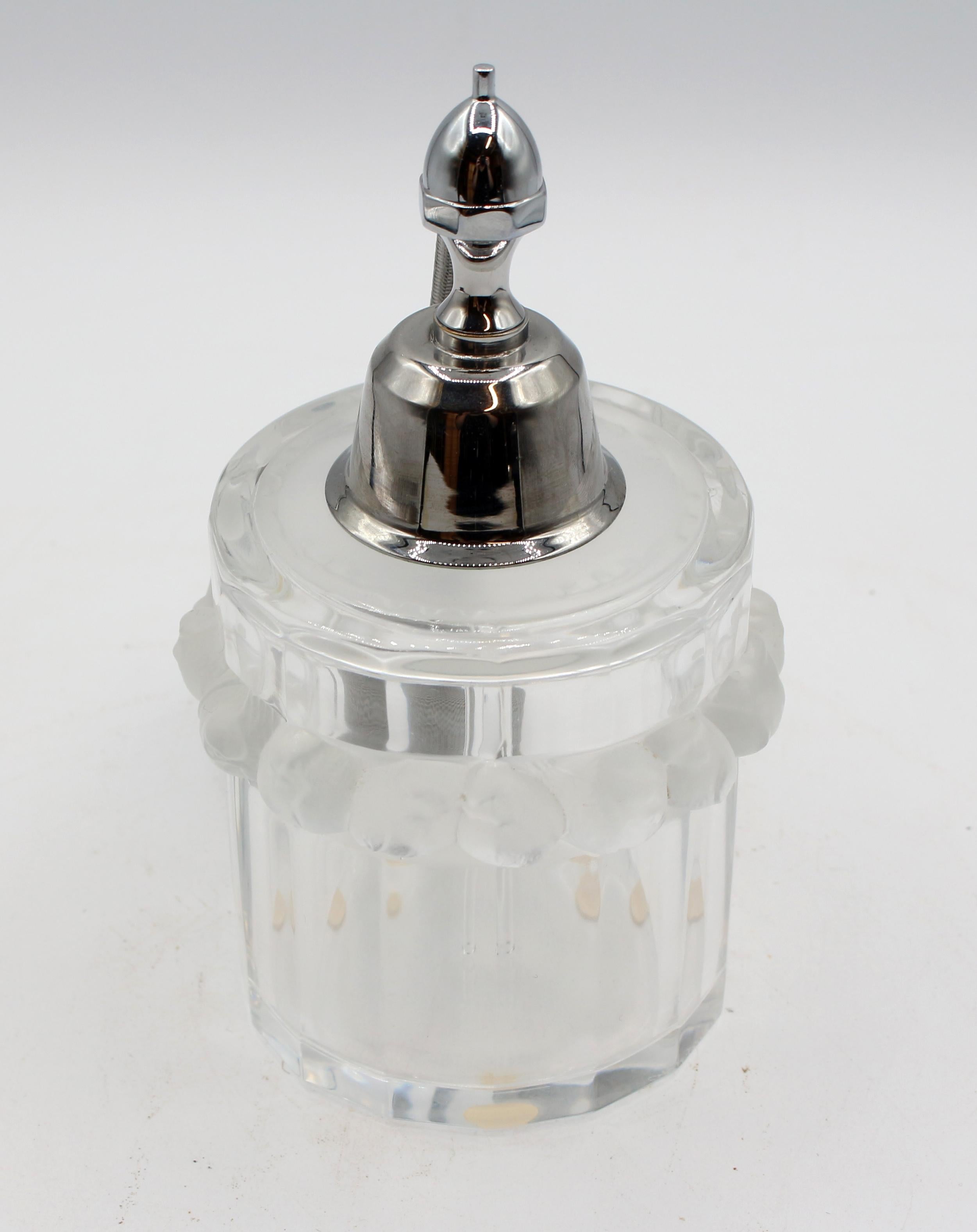 Mid-Century Modern Mid-20th Century Lalique Perfume Bottle with Atomizer, the Robinson Model