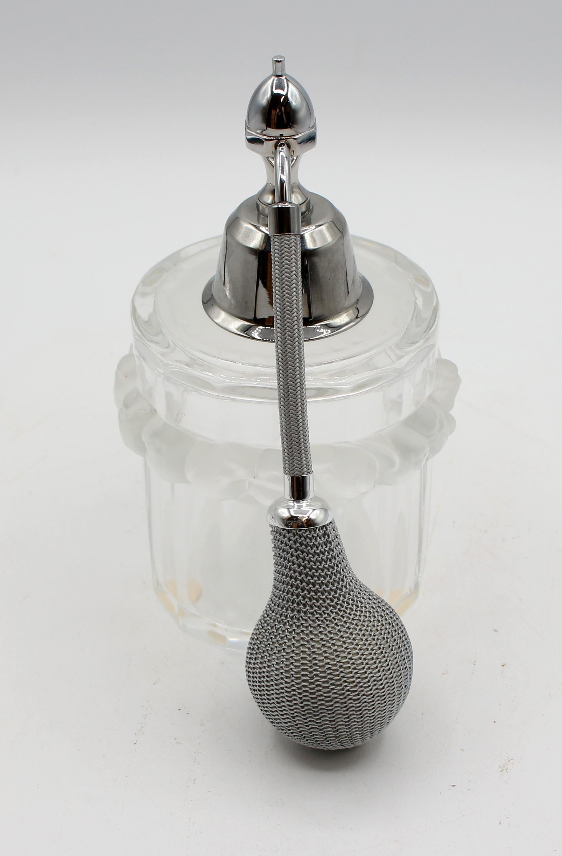 French Mid-20th Century Lalique Perfume Bottle with Atomizer, the Robinson Model