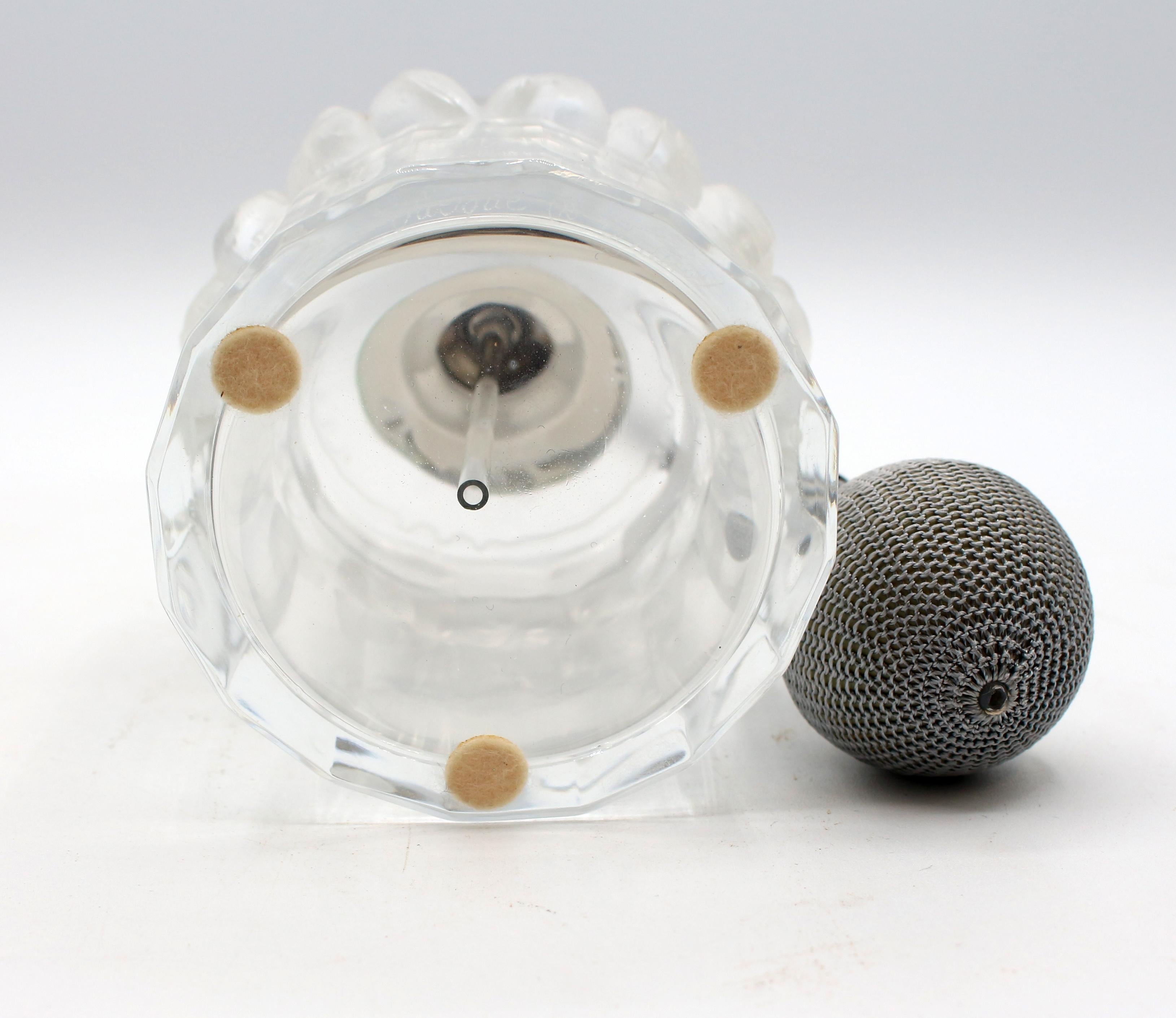 Mid-20th Century Lalique Perfume Bottle with Atomizer, the Robinson Model In Good Condition In Chapel Hill, NC