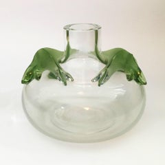Mid-20th Century Lalique Signed Clear and Satin Green Vase