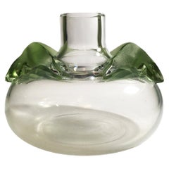 Mid-20th Century Lalique Signed Clear and Satin Green Vase