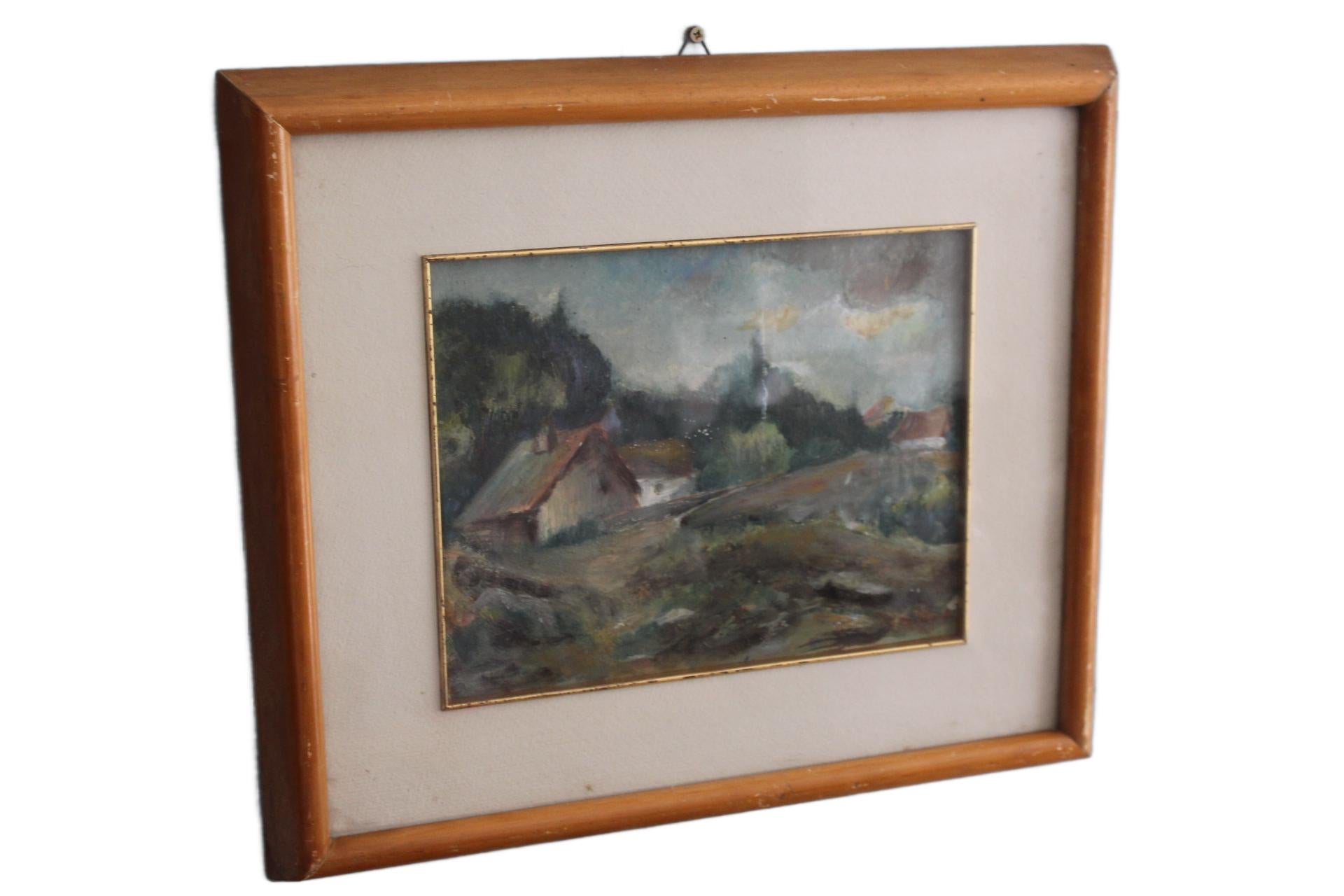 Mitte  Landschaftsmalerei des 20. Jahrhunderts in Öl nach der Art von Maurice de Vlaminck - The (Moderne der Mitte des Jahrhunderts) im Angebot