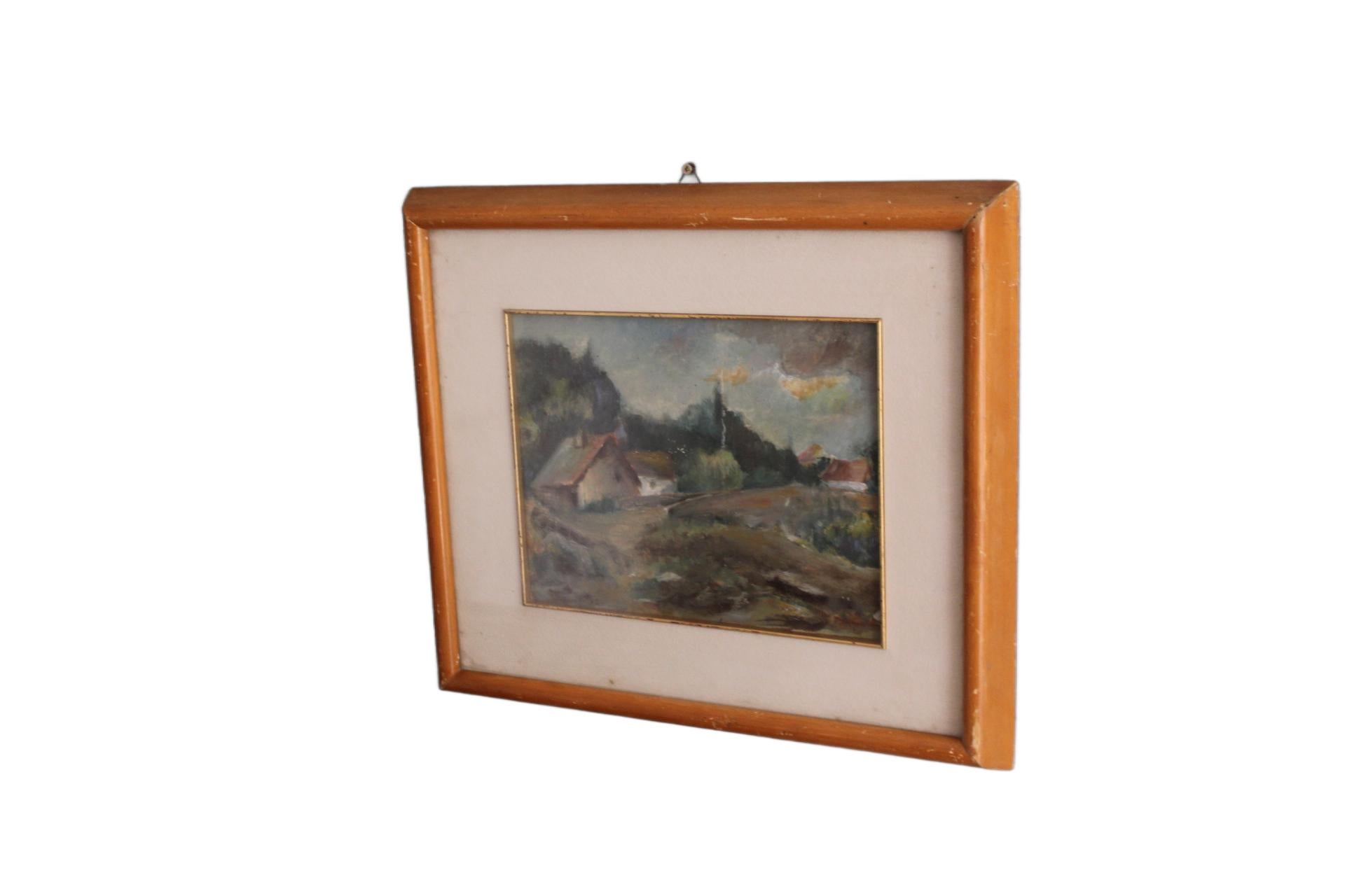 Mitte  Landschaftsmalerei des 20. Jahrhunderts in Öl nach der Art von Maurice de Vlaminck - The (Italienisch) im Angebot