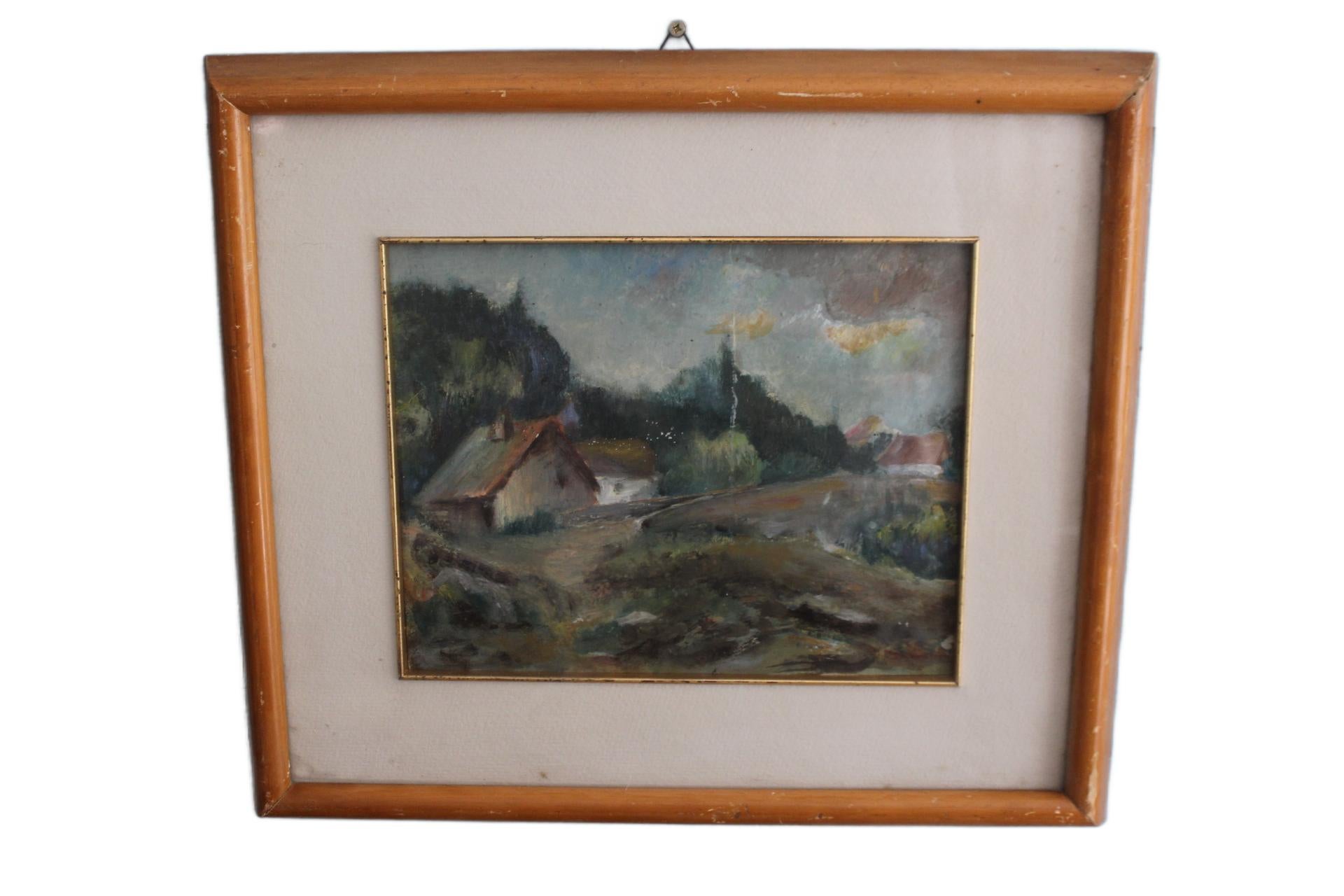 Mitte  Landschaftsmalerei des 20. Jahrhunderts in Öl nach der Art von Maurice de Vlaminck - The (Handbemalt) im Angebot