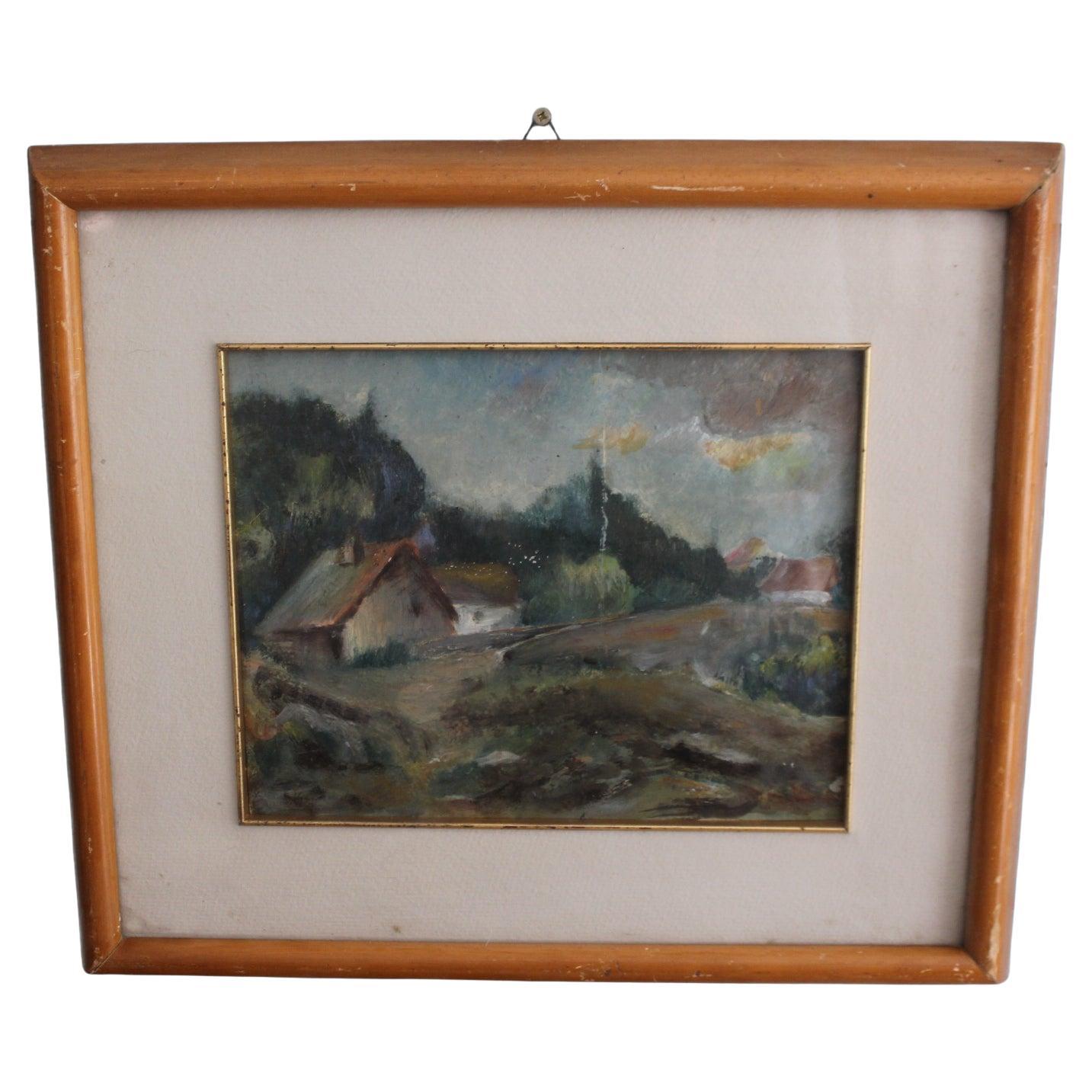 Mid  20th Century Landscape Oil Painting in the Manner of Maurice de Vlaminck –
