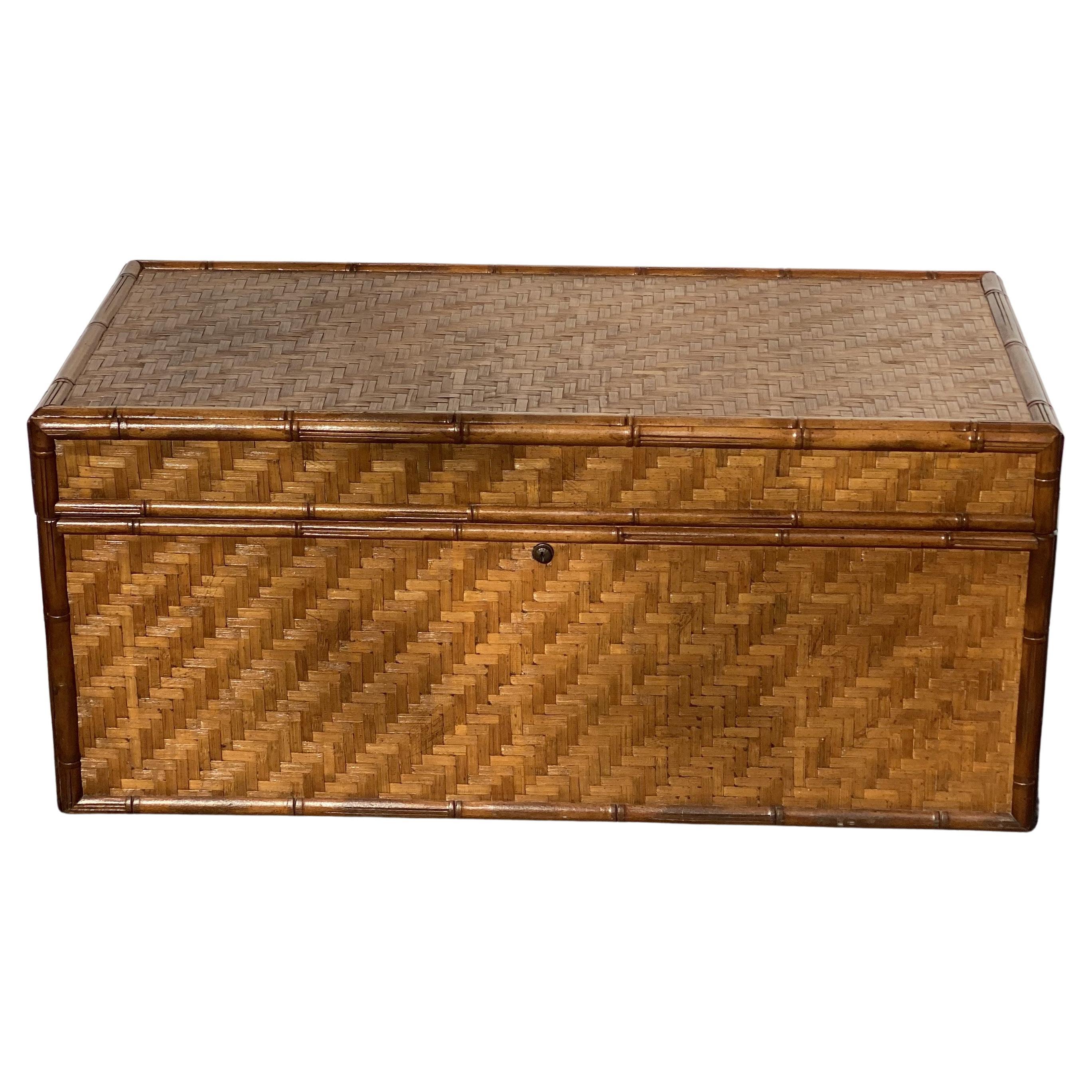 Mid-20th Century Lane Legacy Rattan Love Chest 
Unusual Lane Cedar Chest completely covered in Rattan and Bamboo over solid Cedar.
Lock does not work.   No key for lock. 
