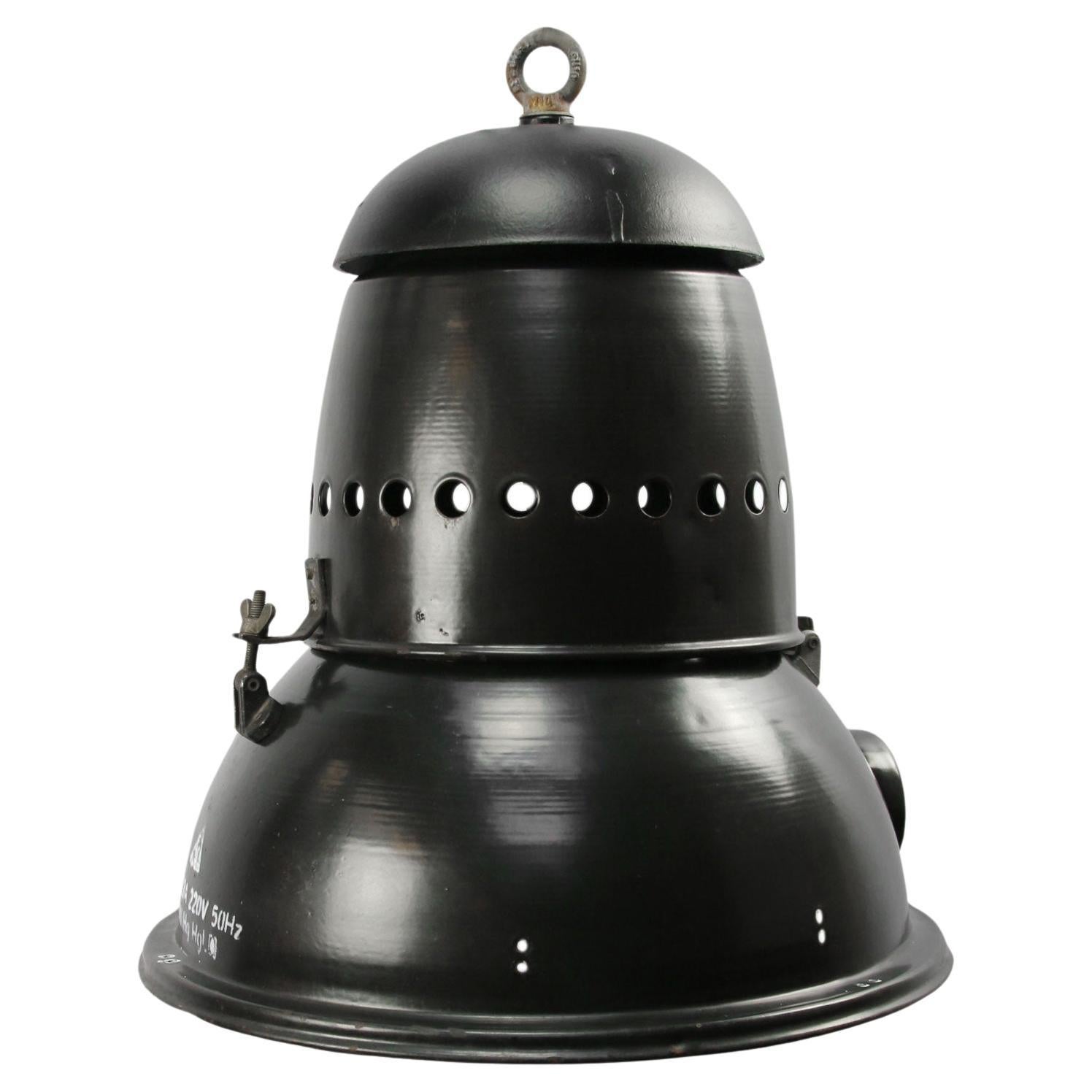 Mid-20th Century Large Black Enamel Industrial Pendant Lamp For Sale