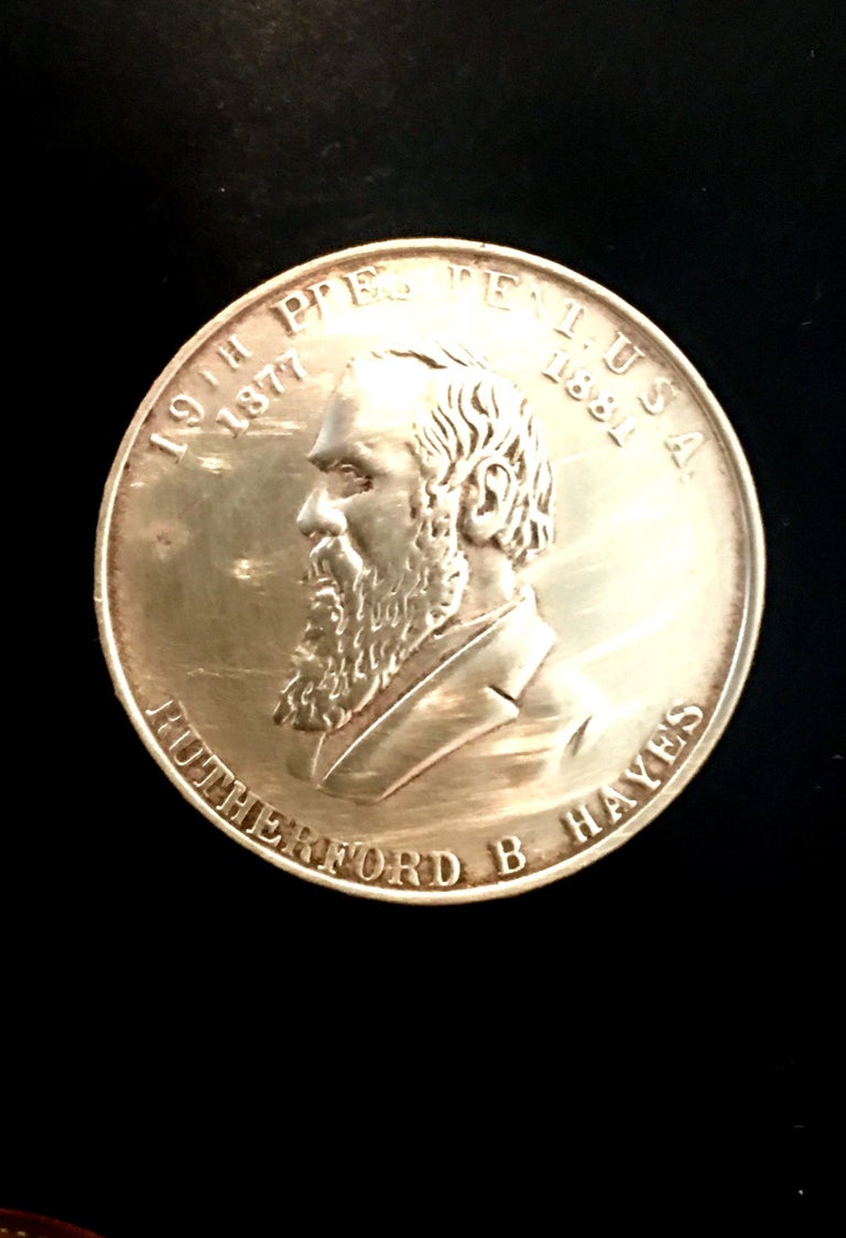 Mid-20th Century Large Black Lacquer Presidential Coin Mid-20th Century Large Black Lacquer Presidential Coin