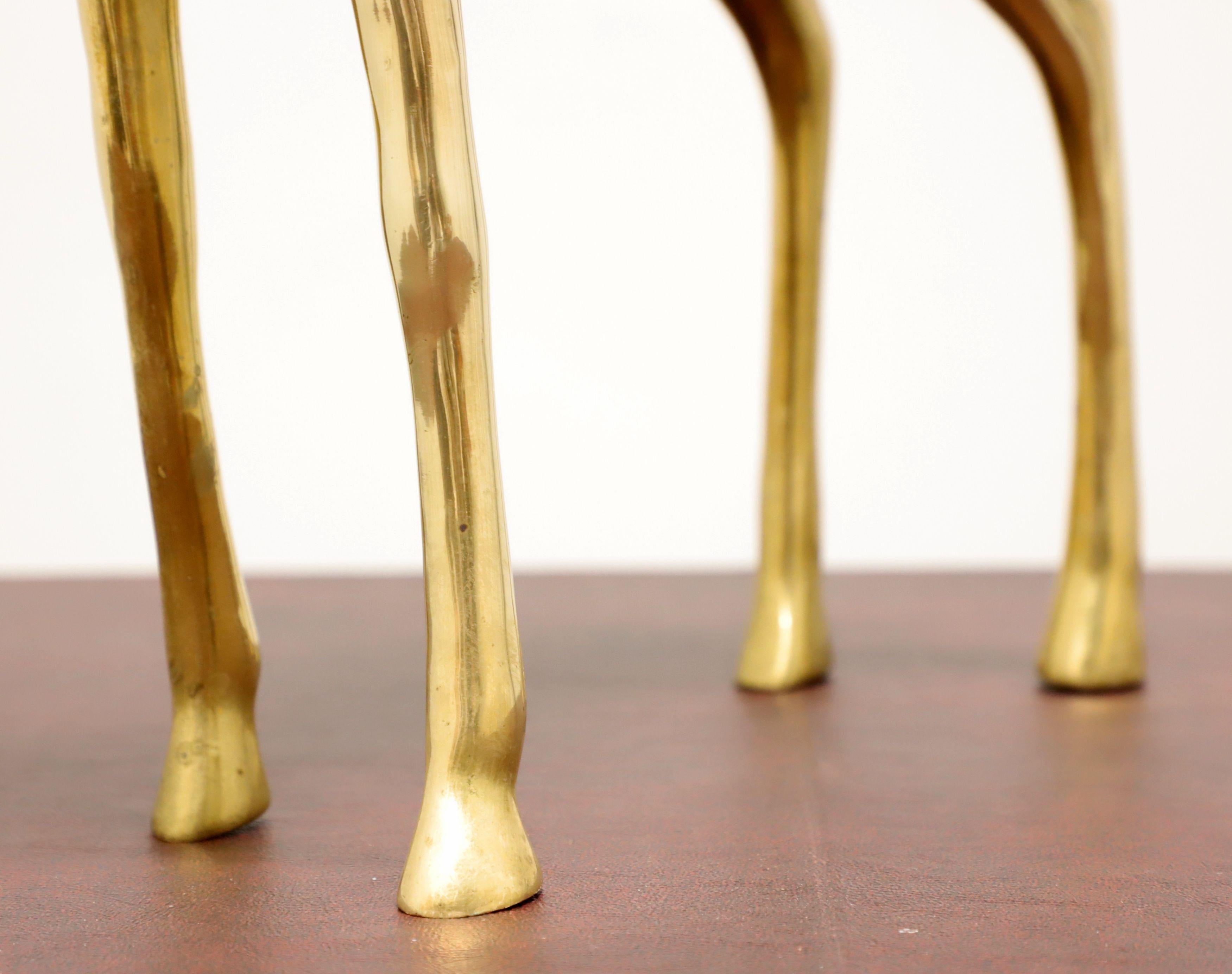 Mid 20th Century Large Brass Standing Antelope Sculptures - Pair For Sale 7