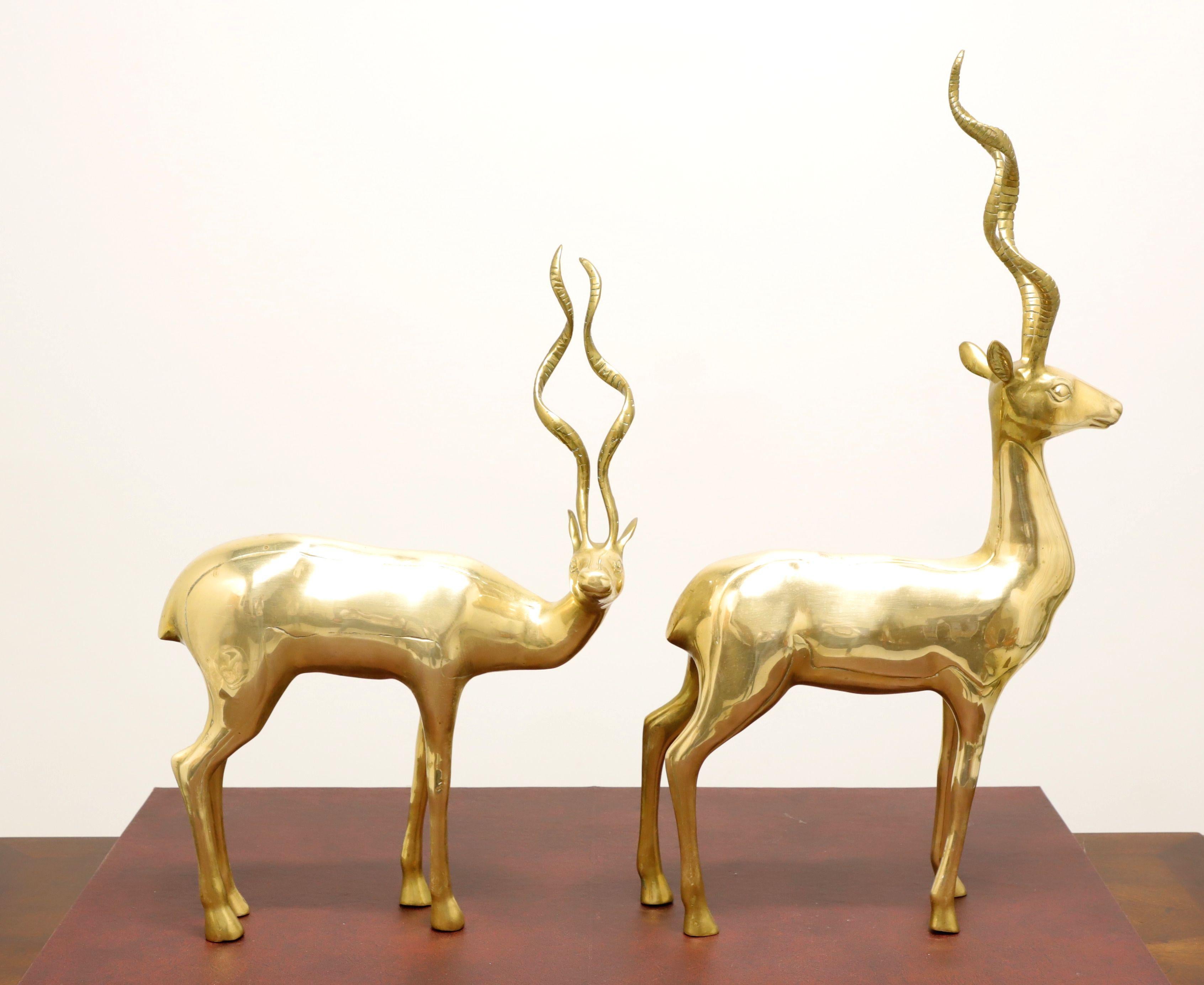 Other Mid 20th Century Large Brass Standing Antelope Sculptures - Pair For Sale