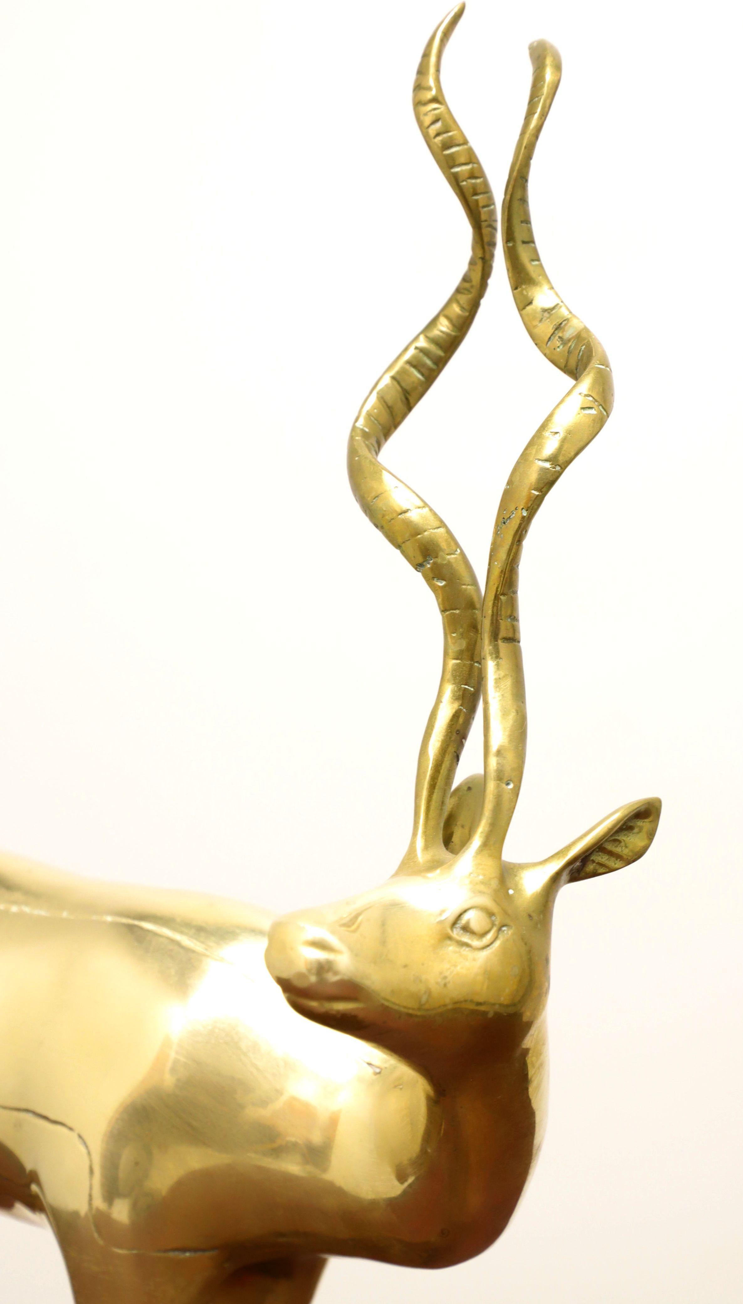 Mid 20th Century Large Brass Standing Antelope Sculptures - Pair For Sale 3