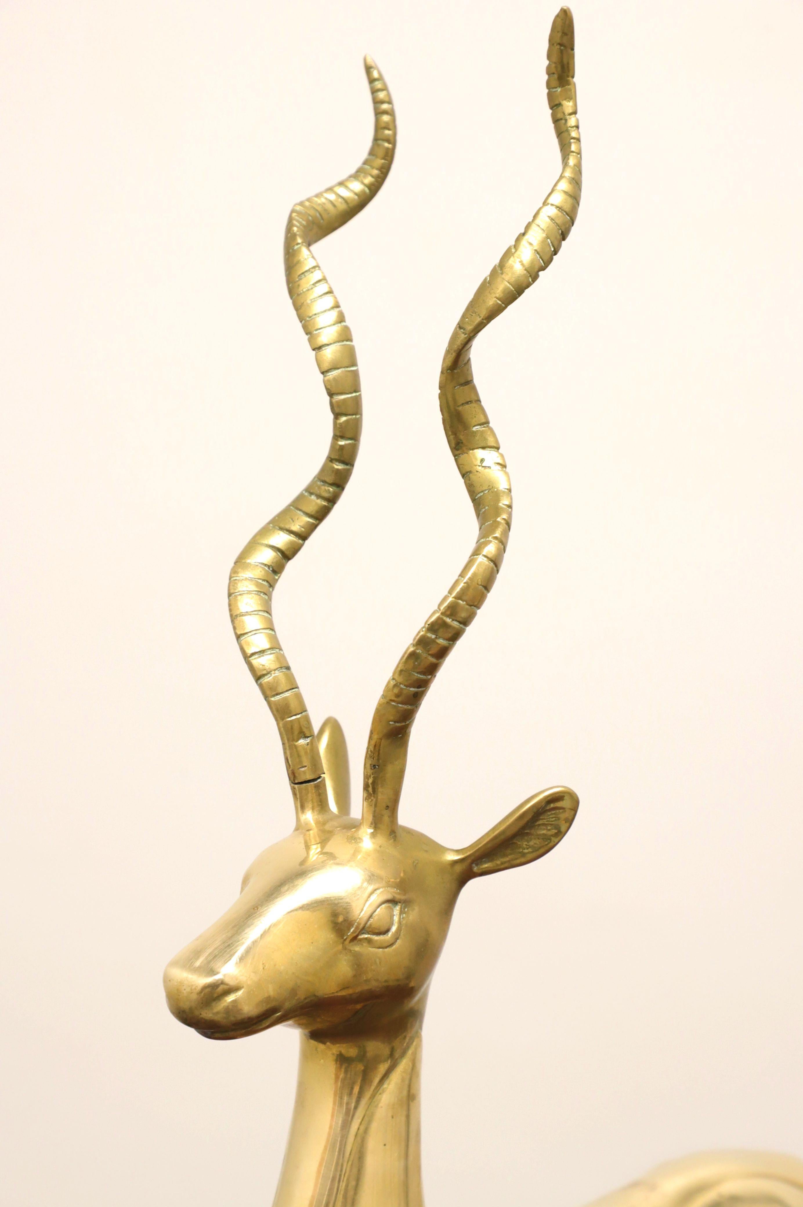Mid 20th Century Large Brass Standing Antelope Sculptures - Pair For Sale 6