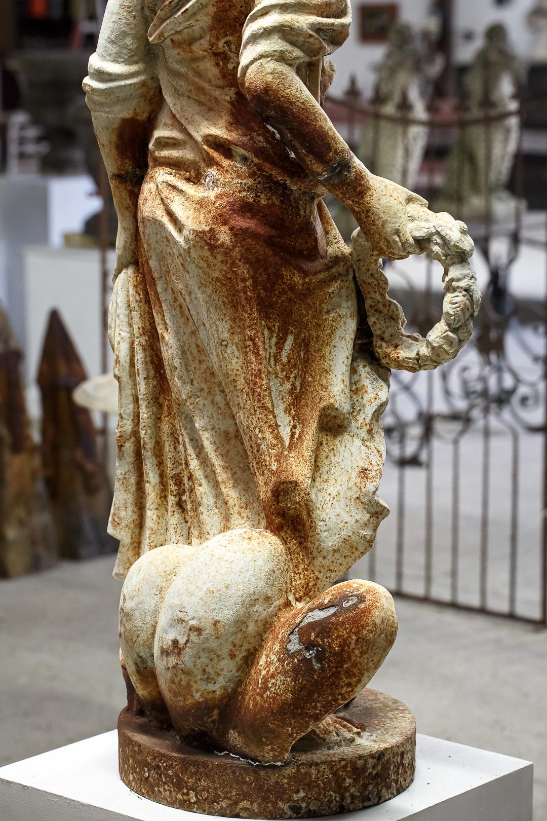 Mid-20th Century Large Cast Iron Maiden Statue 8