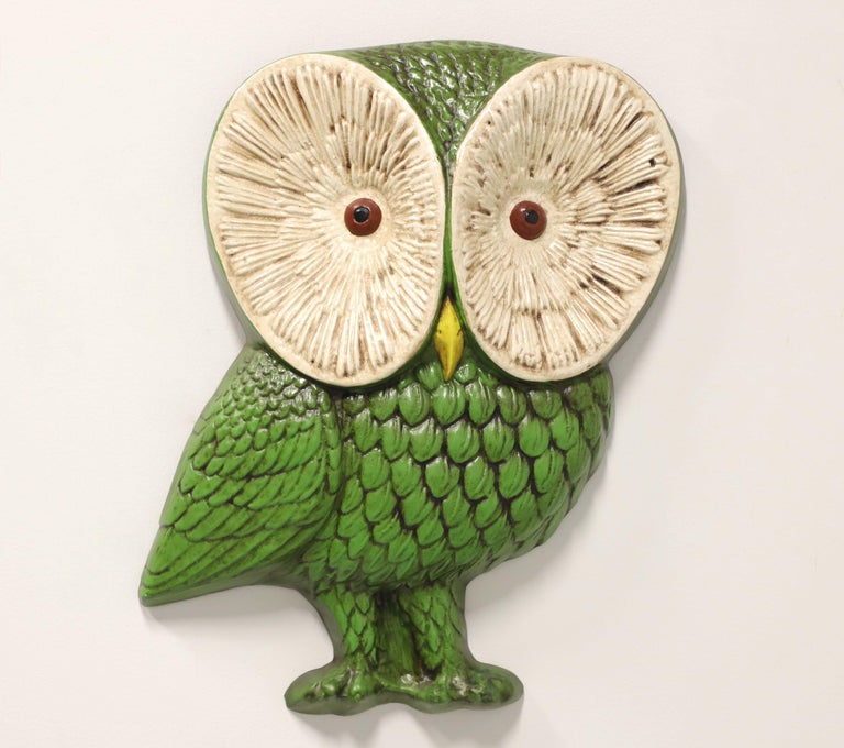 Mid 20th Century Large Ceramic Owl Wall Hanging For Sale at 1stDibs