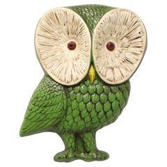 Retro Mid 20th Century Large Ceramic Owl Wall Hanging