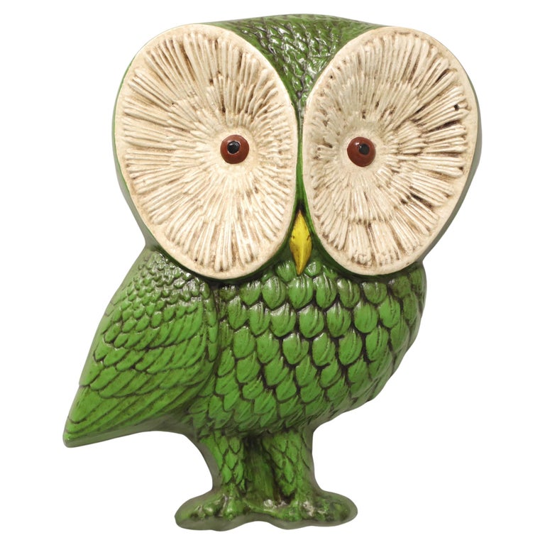 Mid 20th Century Large Ceramic Owl Wall Hanging For Sale at 1stDibs