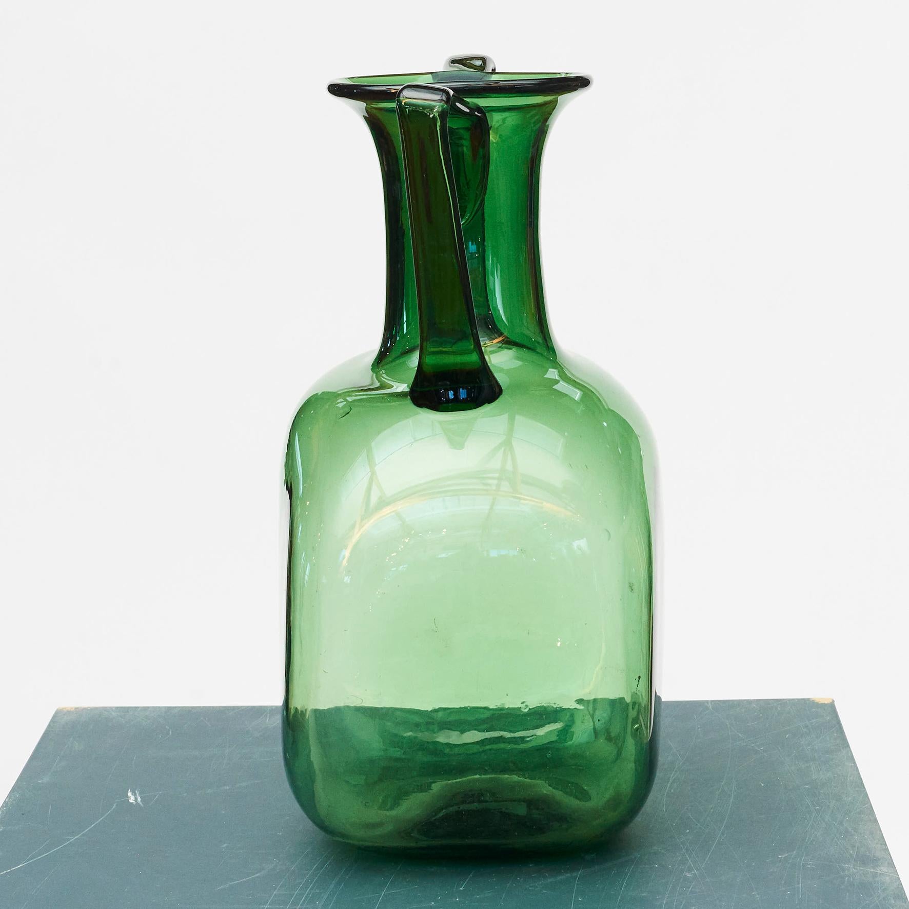 hand blown green glass vase