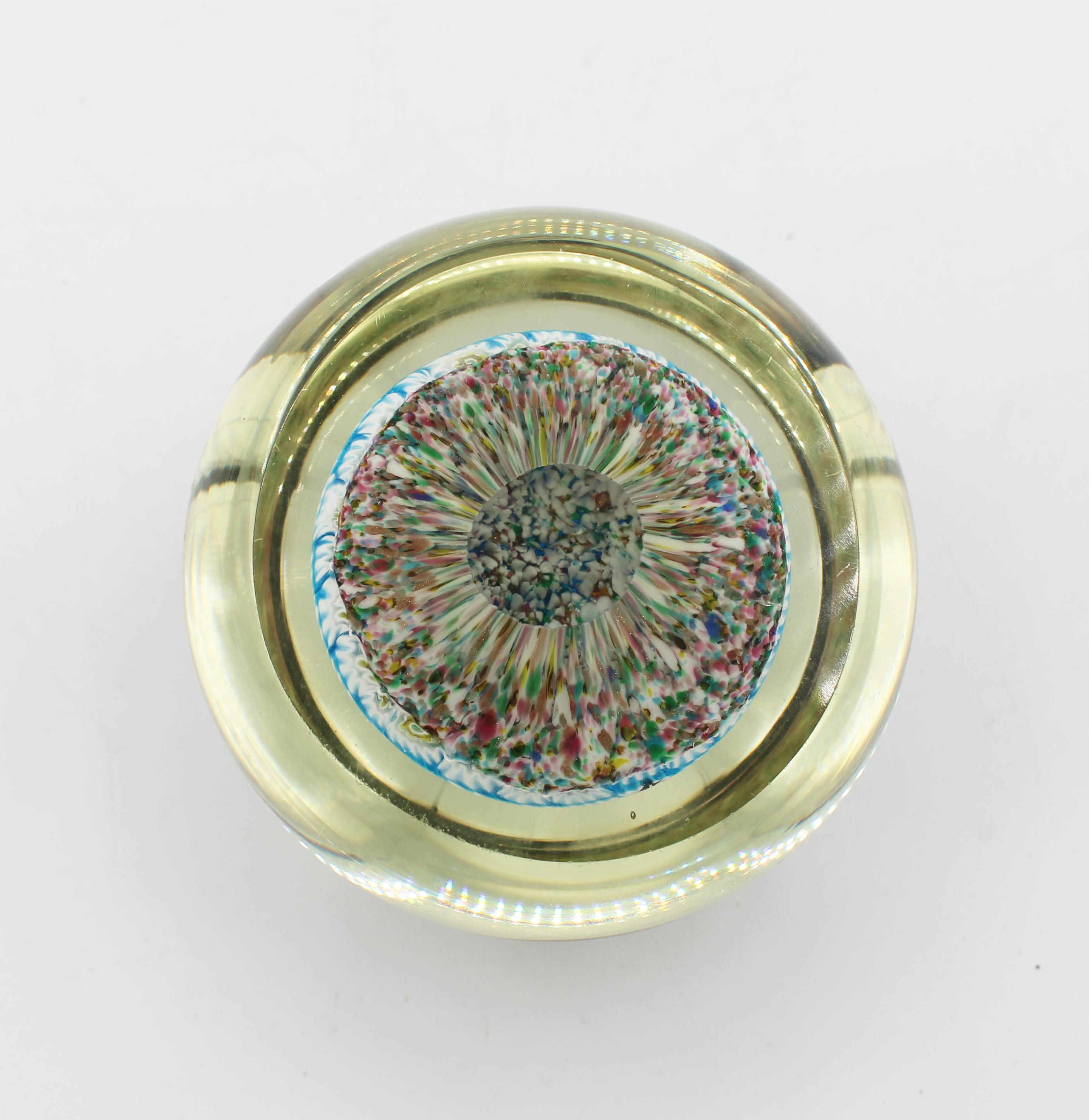 Italian Mid-20th Century Large Murano Glass Millefiori Paperweight For Sale