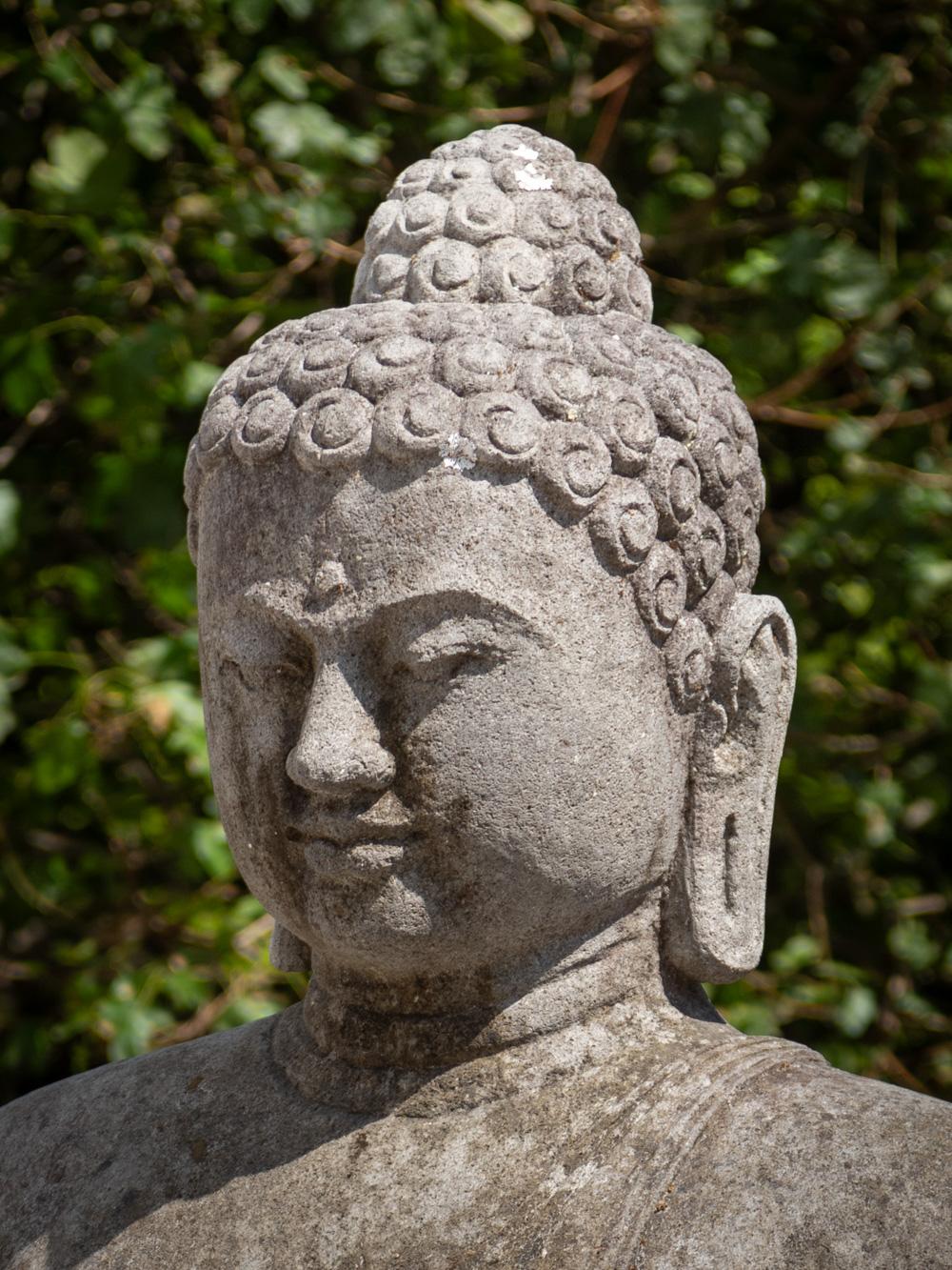 20th Century Mid 20th century large old lavastone Buddha statue in Dharmachakra mudra  For Sale