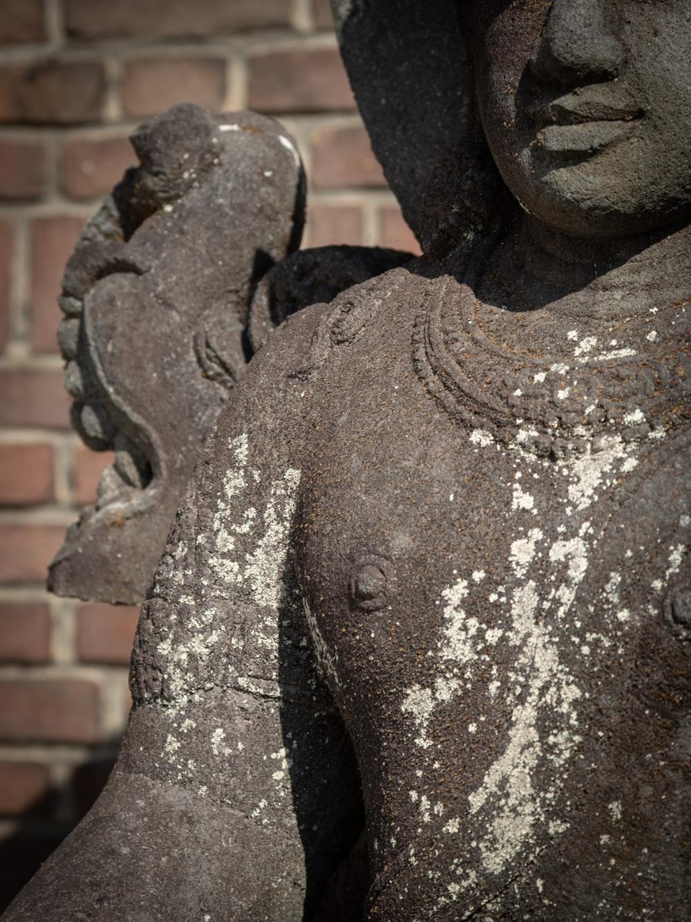 Mid 20th century large old lavastone figure of Bodhisattva Avalokiteshvara For Sale 6