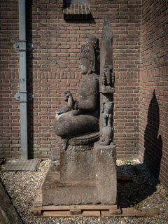 Mid 20th century large old lavastone figure of Bodhisattva Avalokiteshvara