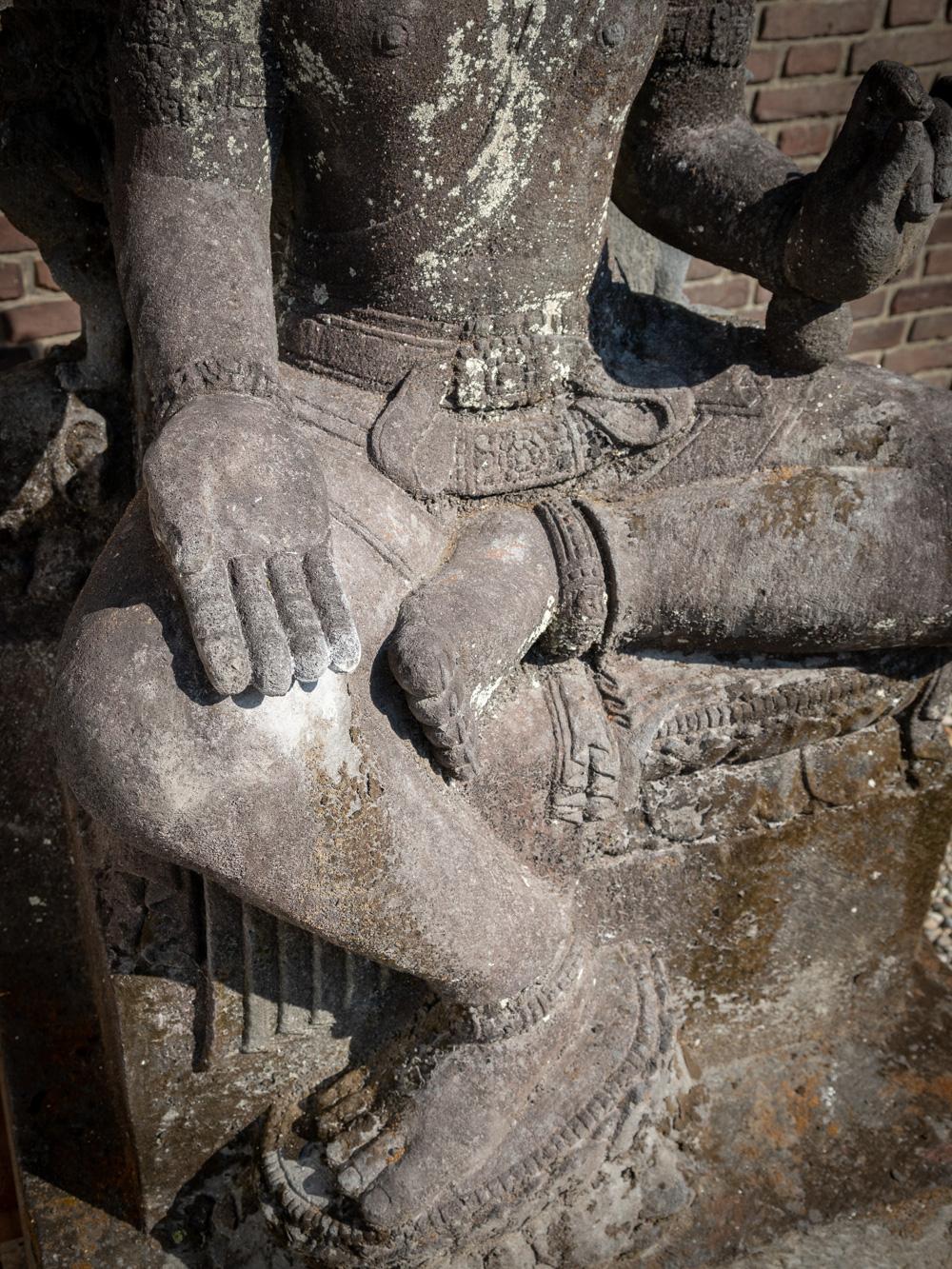 Mid 20th century large old lavastone figure of Bodhisattva Avalokiteshvara For Sale 14