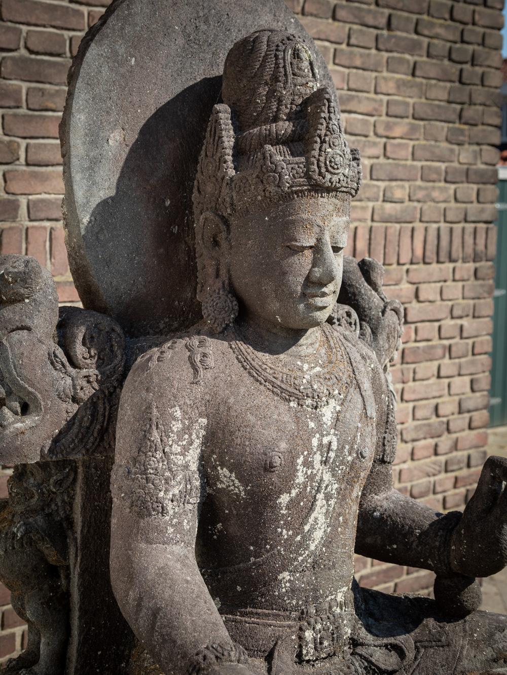 Mid 20th century large old lavastone figure of Bodhisattva Avalokiteshvara In Good Condition For Sale In DEVENTER, NL