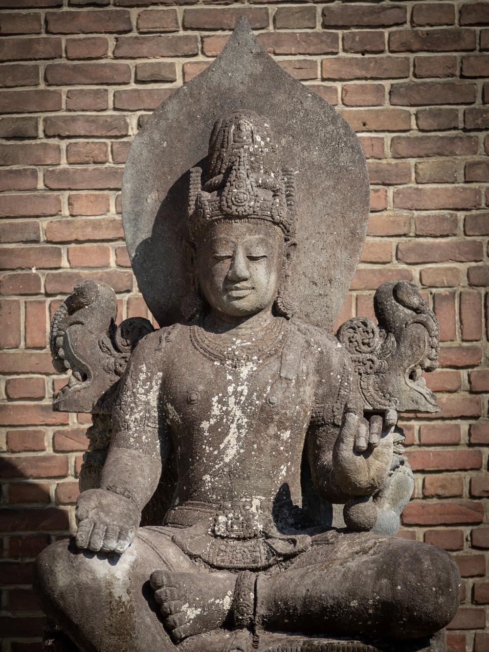 20th Century Mid 20th century large old lavastone figure of Bodhisattva Avalokiteshvara For Sale