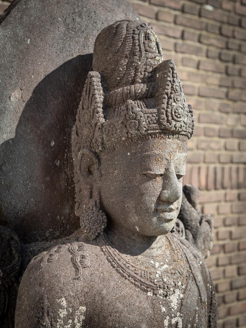 Lava Mid 20th century large old lavastone figure of Bodhisattva Avalokiteshvara For Sale
