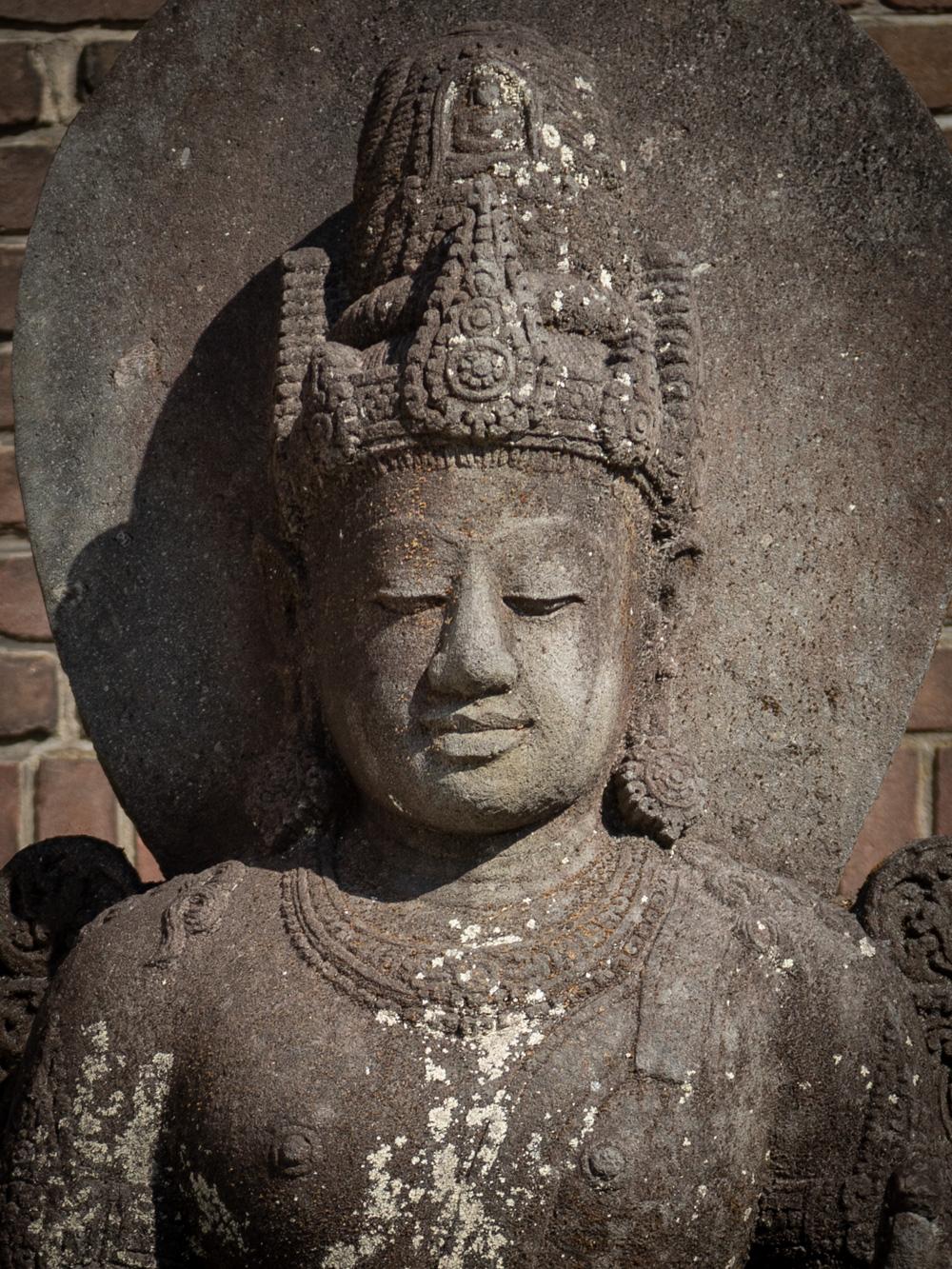 Mid 20th century large old lavastone figure of Bodhisattva Avalokiteshvara For Sale 1