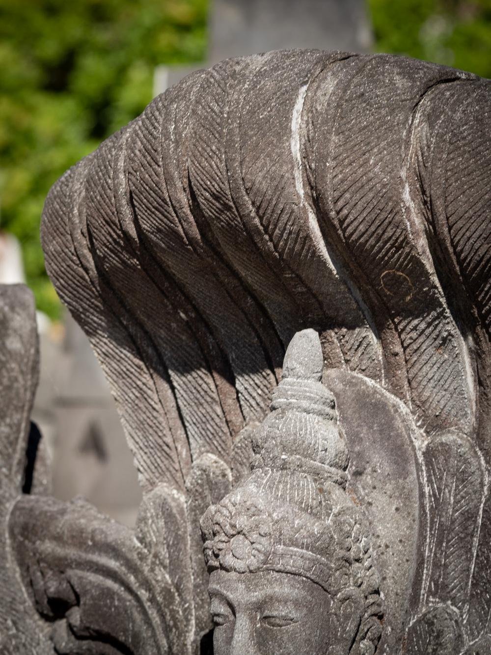 Mid-20th century large old lavastone Vishnu statue on Garuda bird For Sale 5