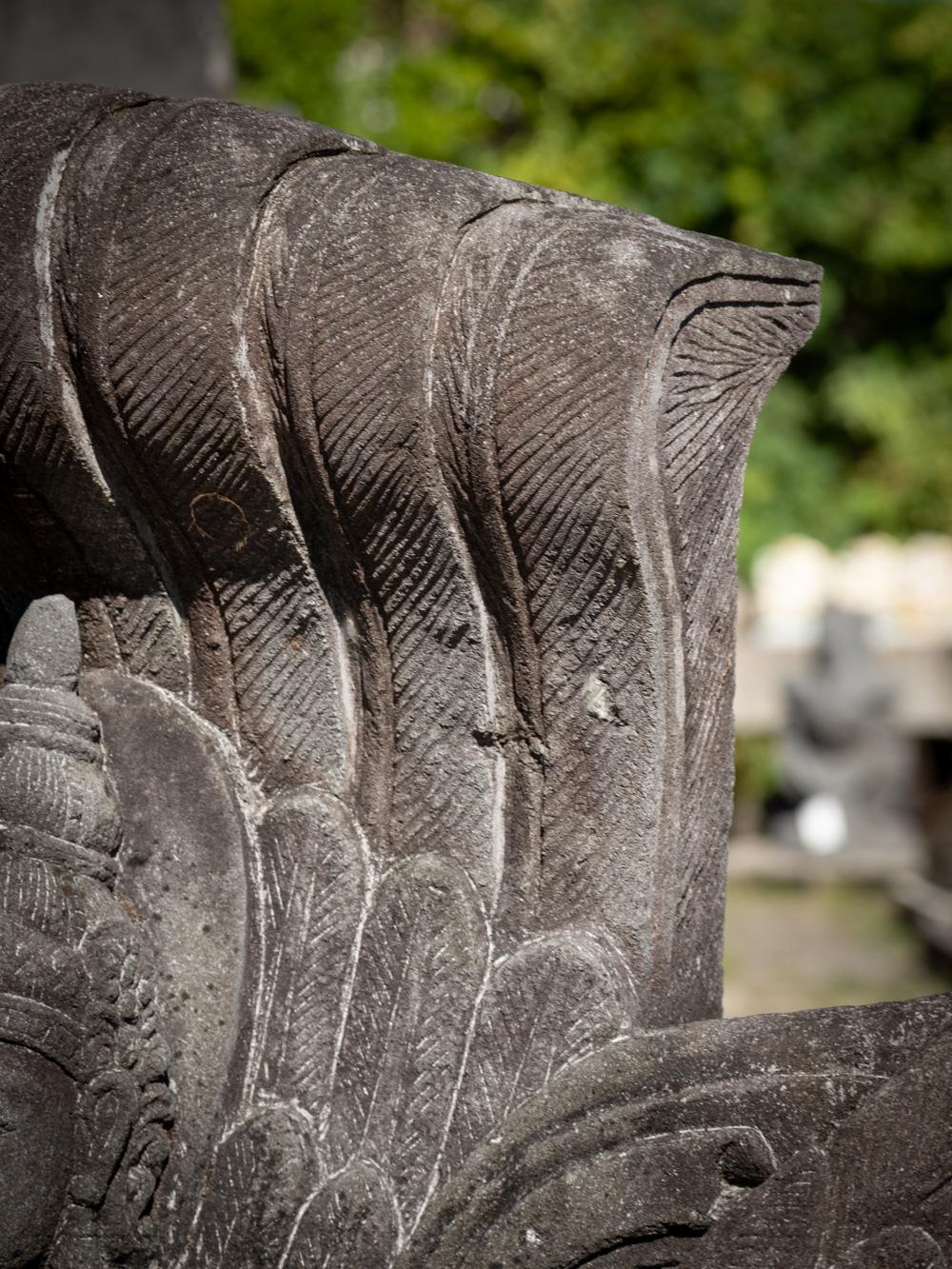 Mid-20th century large old lavastone Vishnu statue on Garuda bird For Sale 6